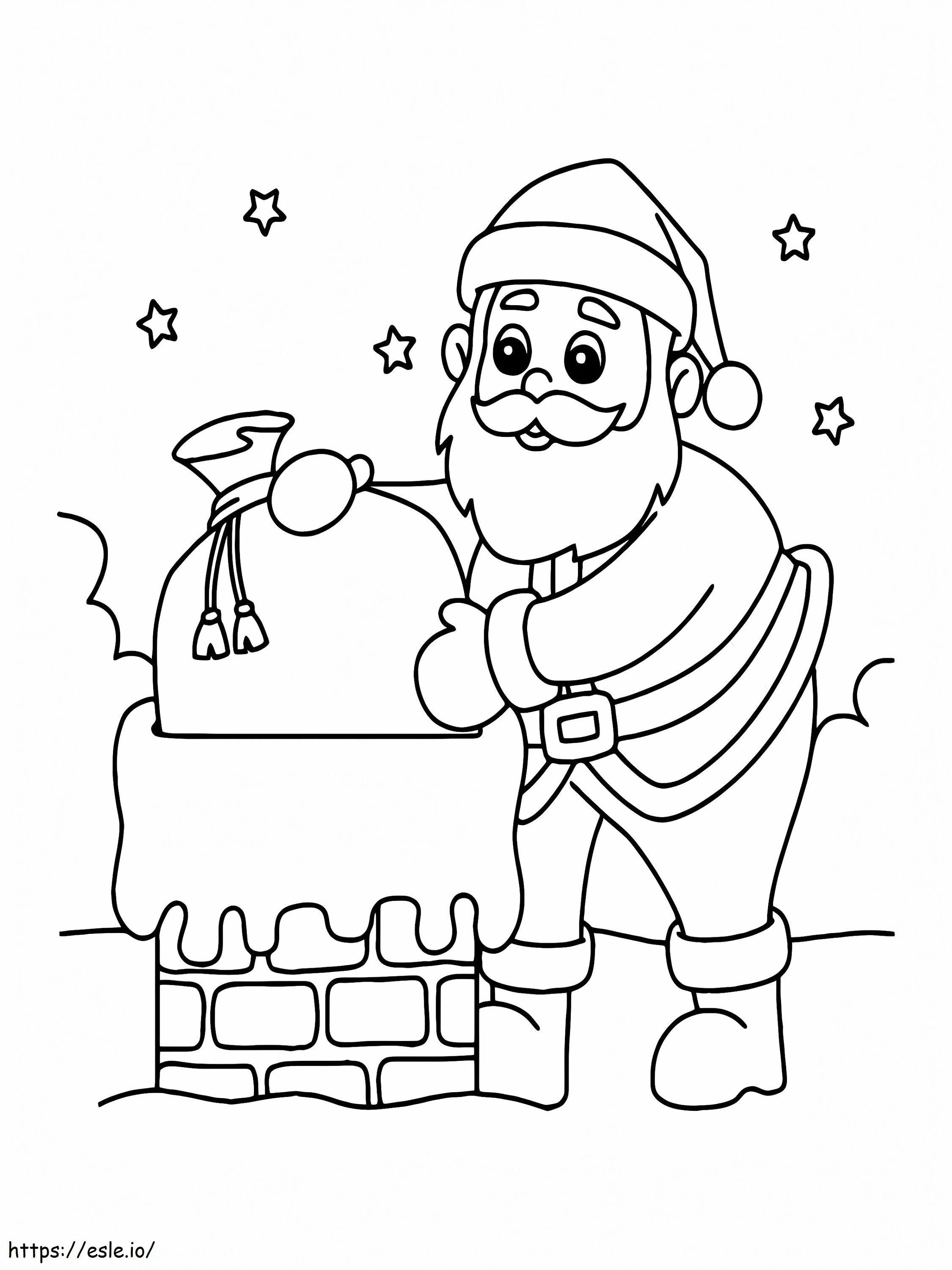 Santa Claus Dropping Gift coloring page