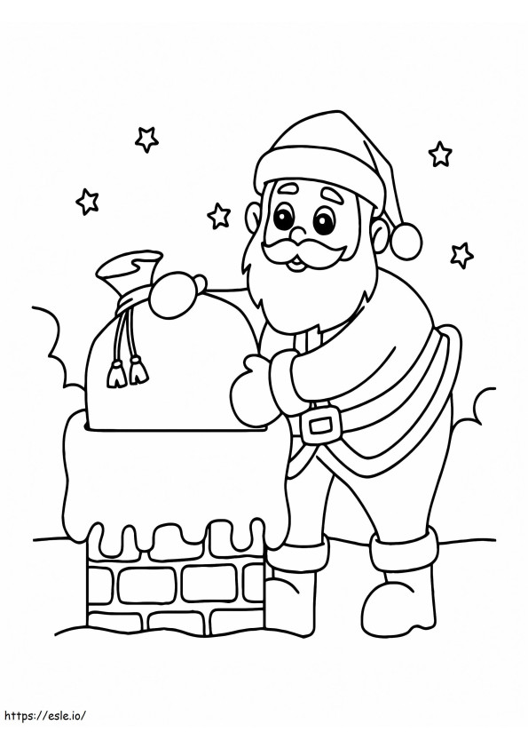 Santa Claus Dropping Gift coloring page