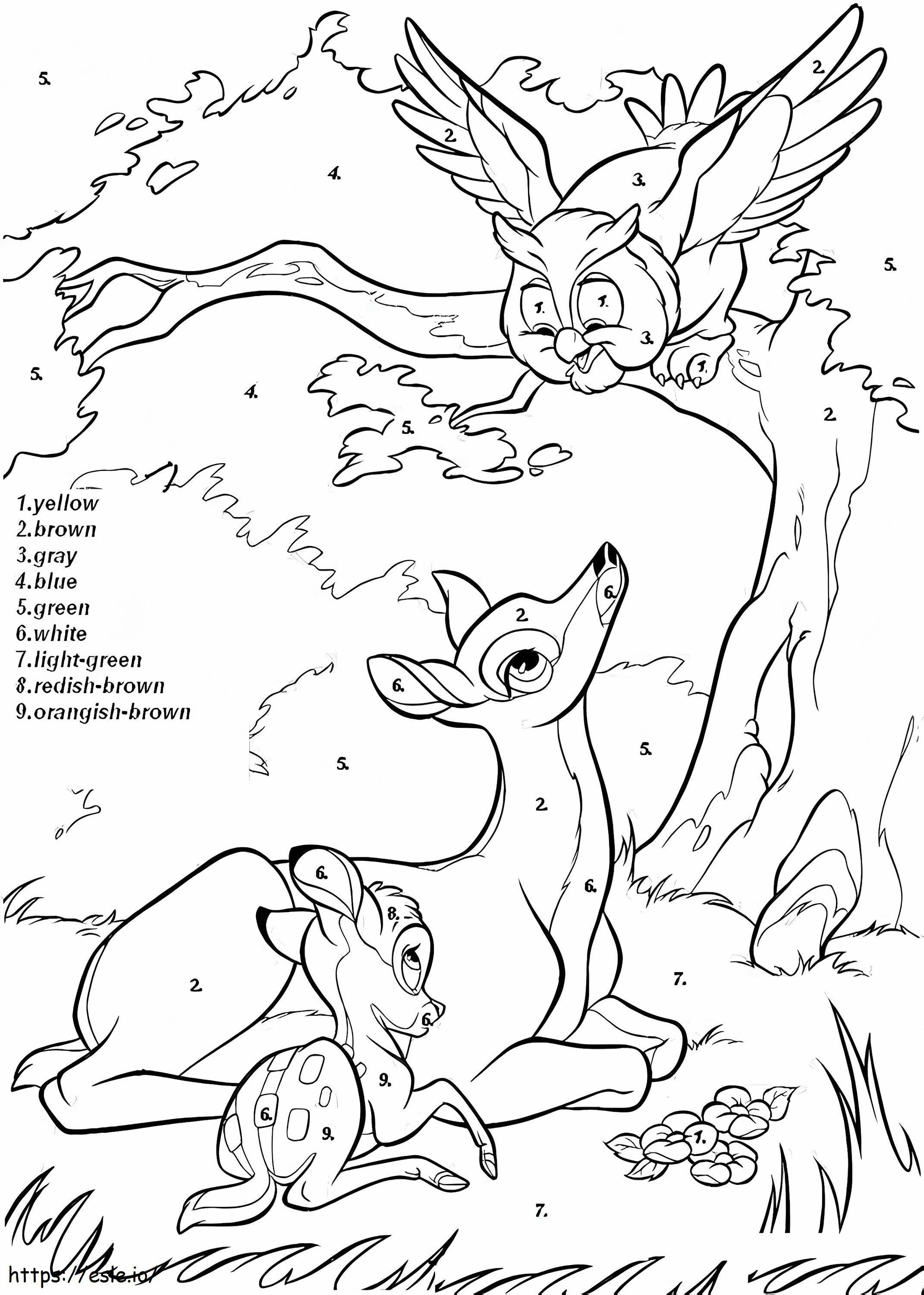Bambi Color By Number coloring page