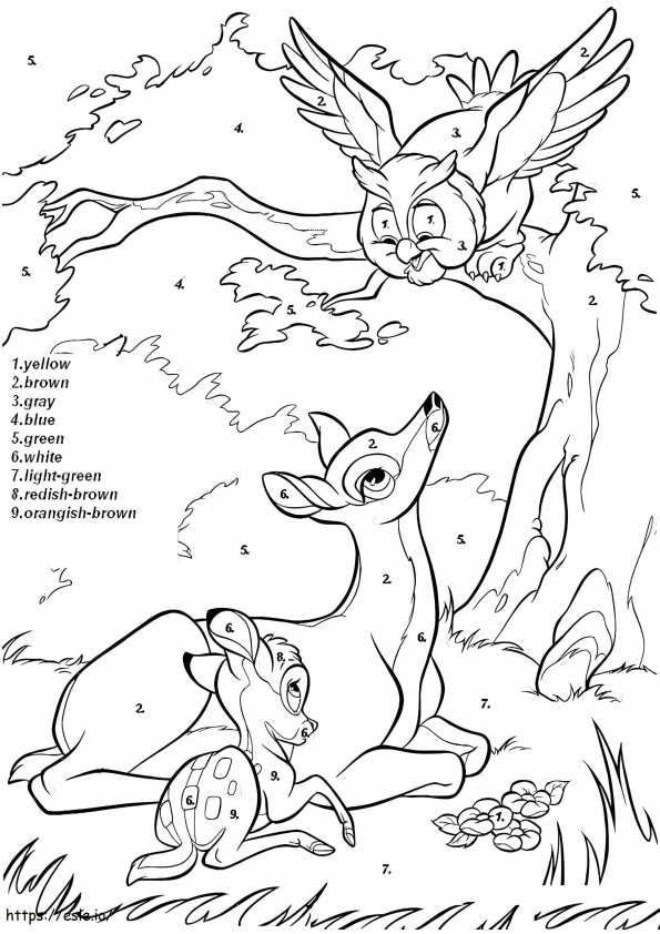 Bambi Color By Number coloring page