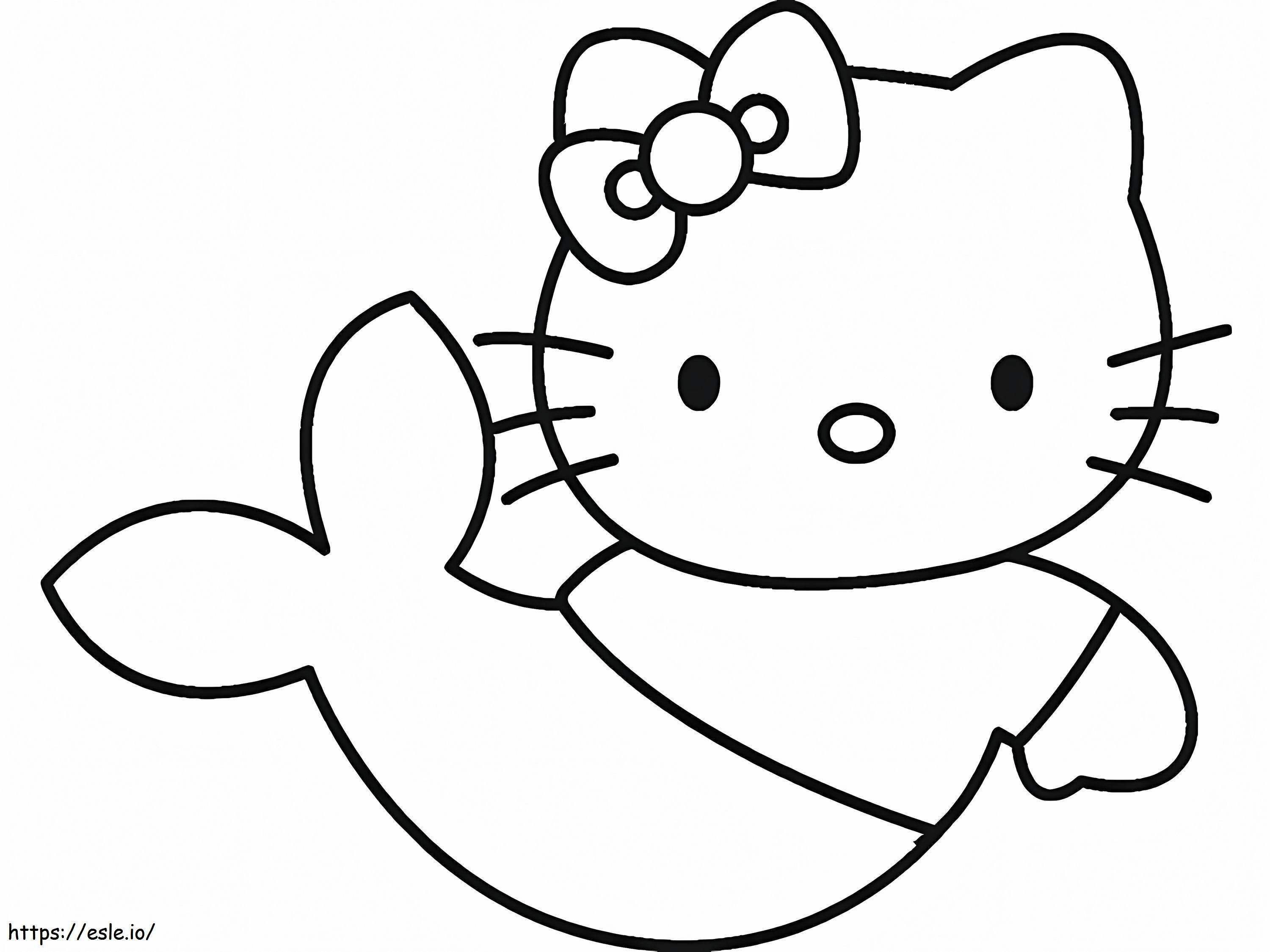 Coloriage Sirène Hello Kitty simple à imprimer dessin
