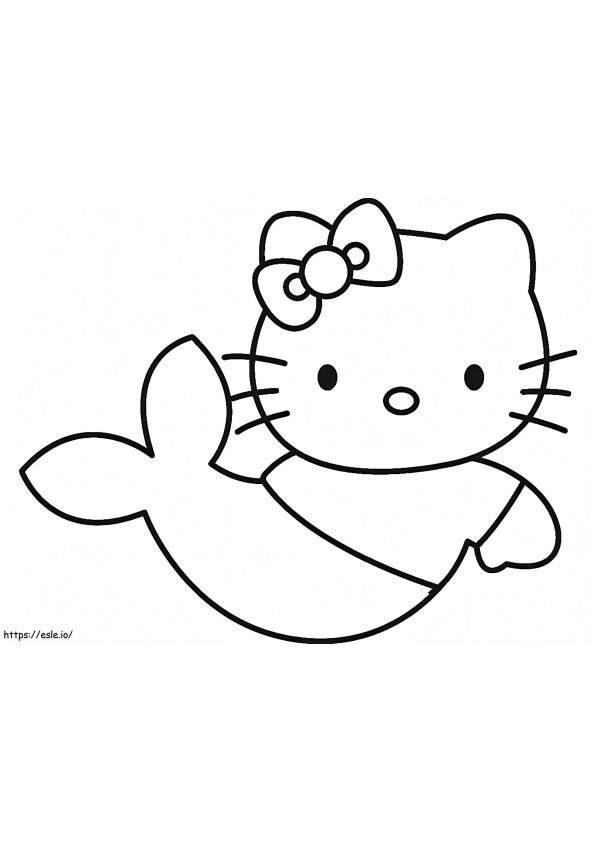 Eenvoudige Hello Kitty zeemeermin kleurplaat