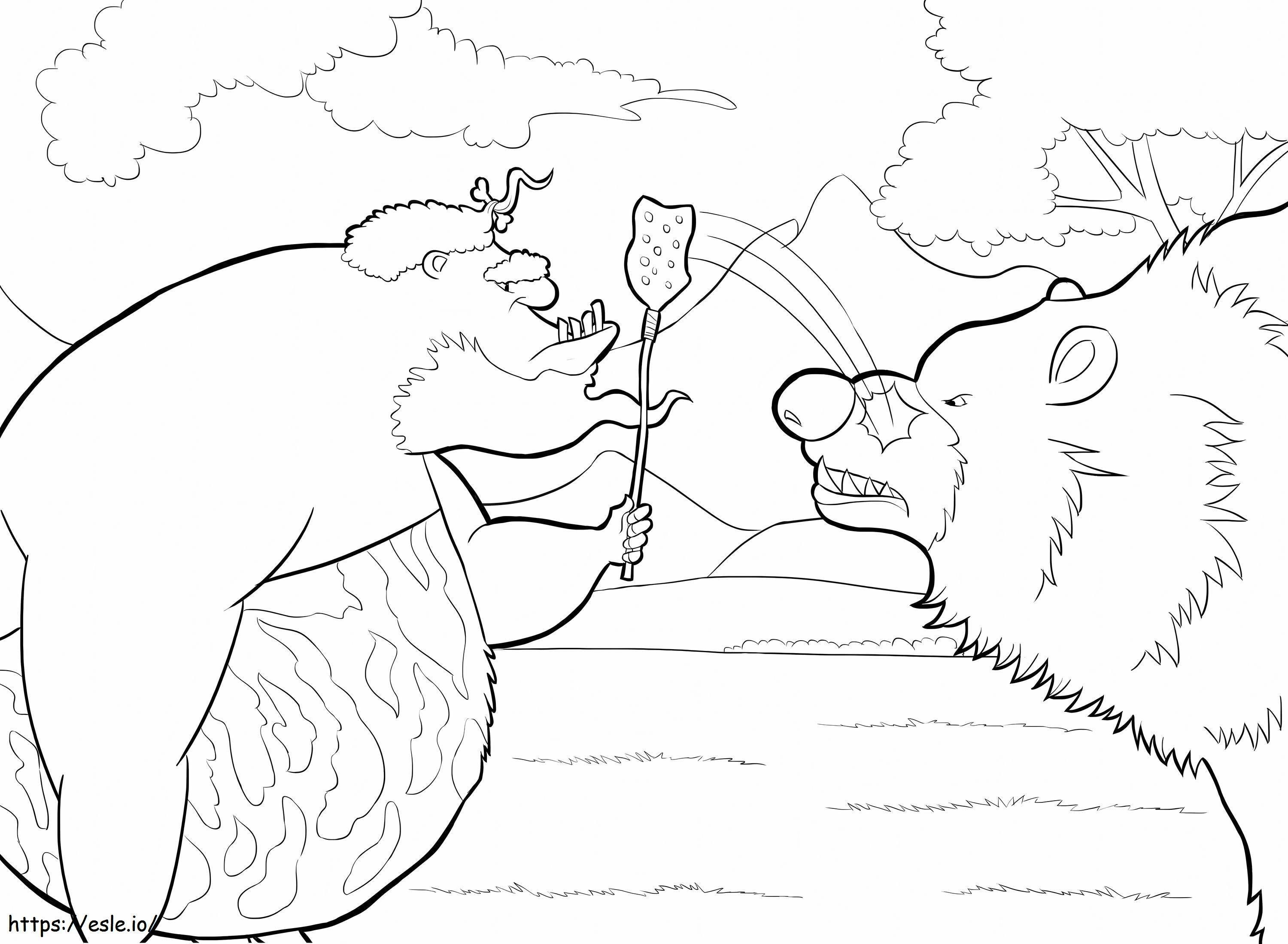 Caveman And Scaled Bear coloring page