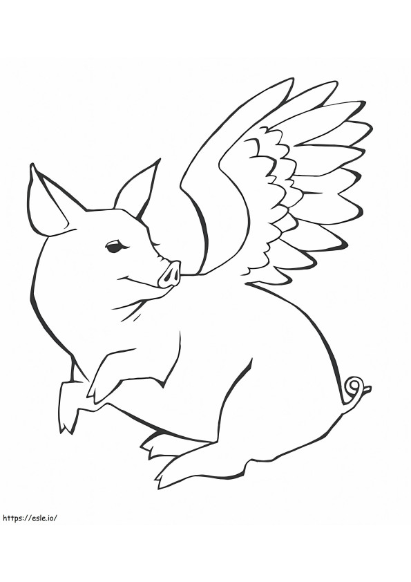 Coloriage Cochon tatoué avec des ailes à imprimer dessin