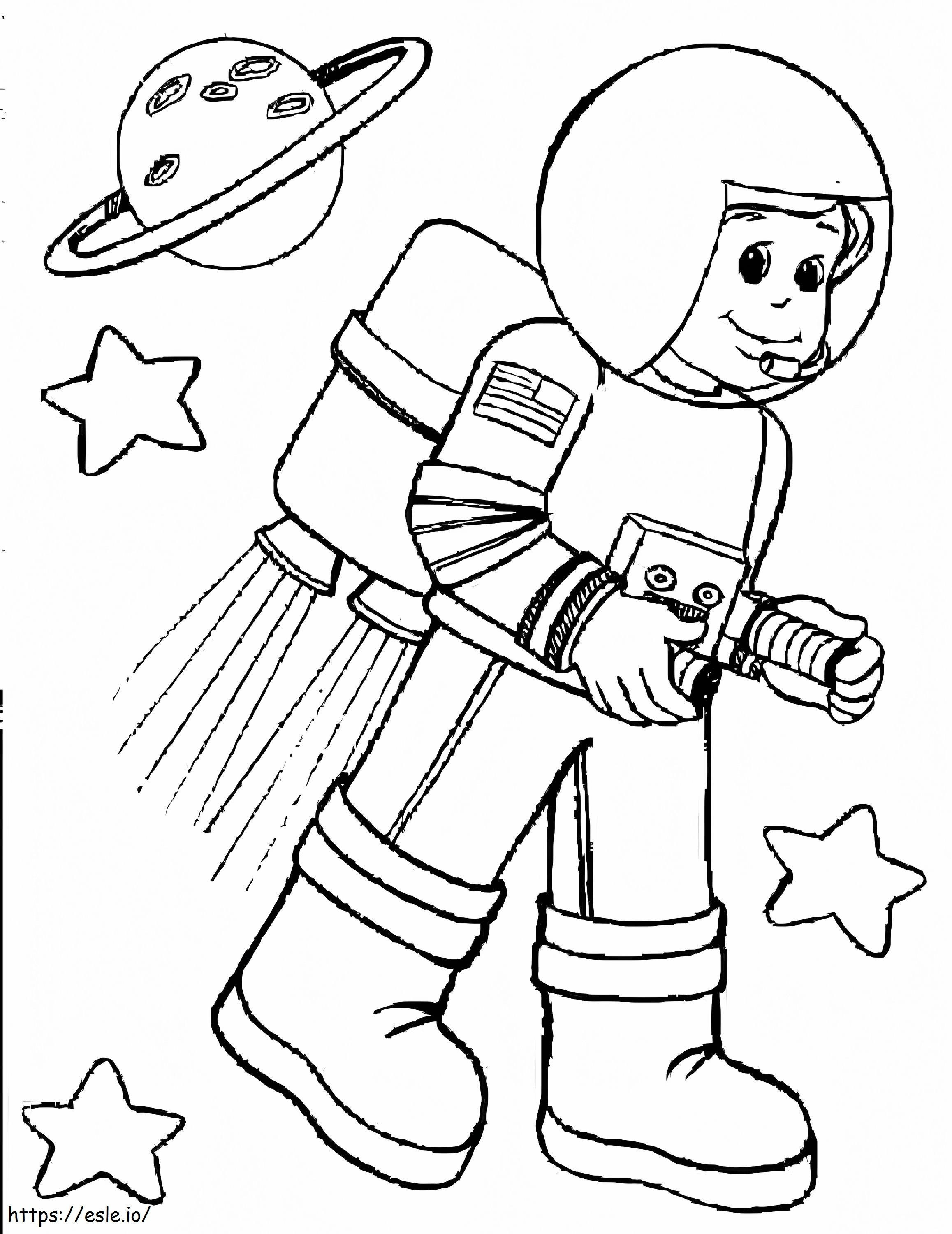 Astronot Çocuk Uzayda boyama
