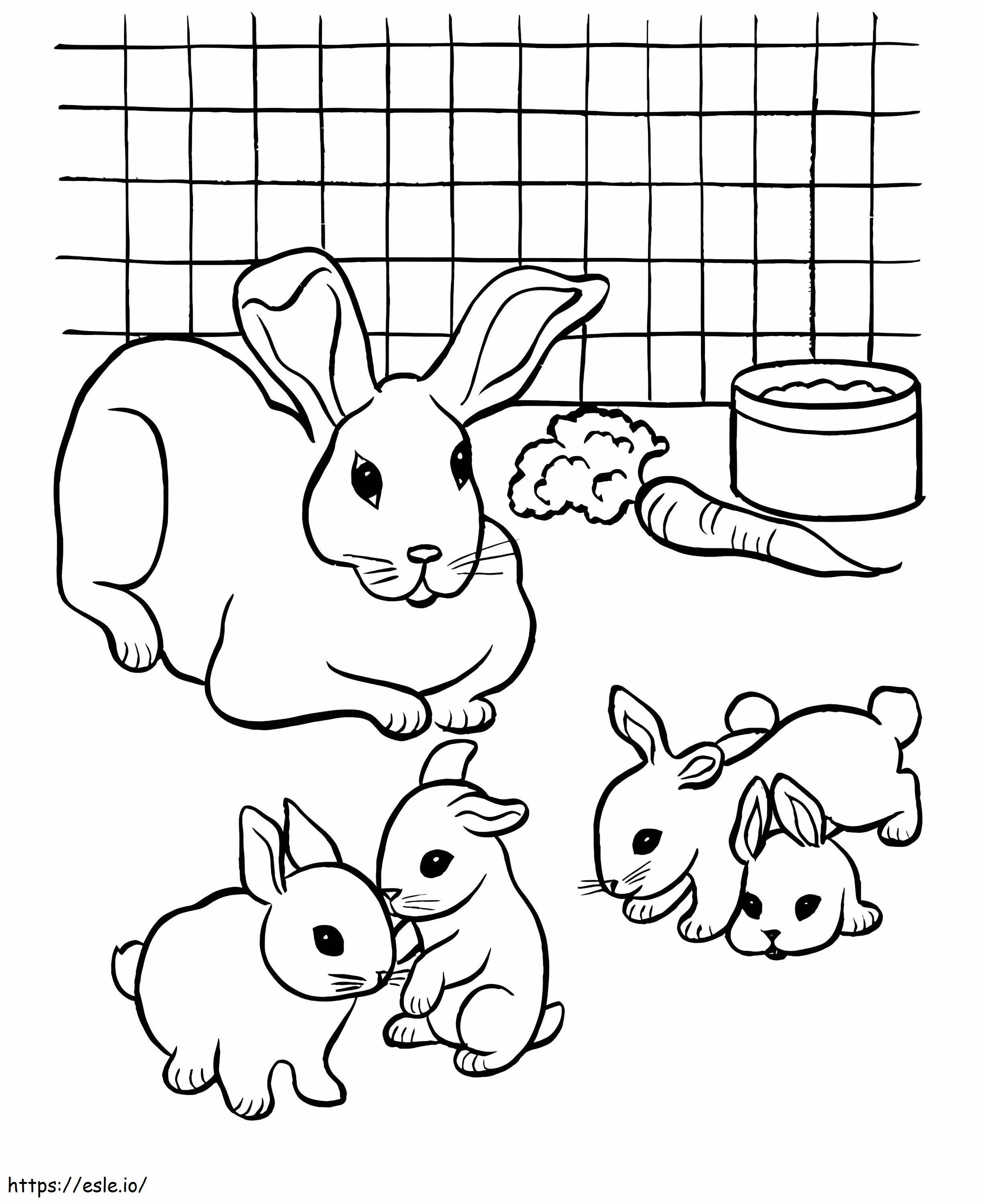 Śliczne rodzinne króliki kolorowanka