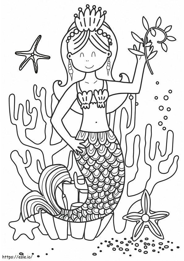 Coloriage Reine Sirène à imprimer dessin