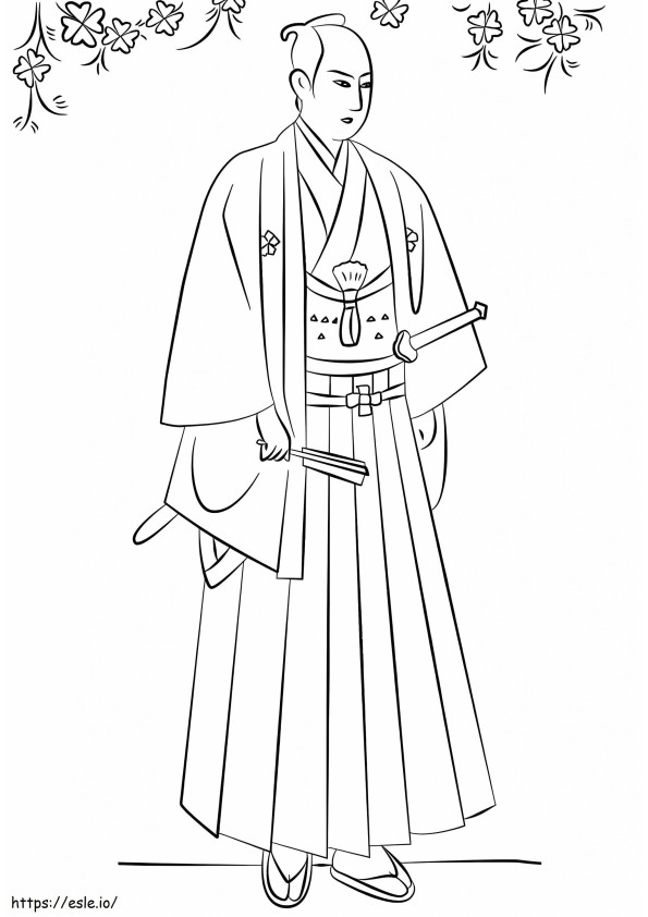 Vaikuttava samurai värityskuva