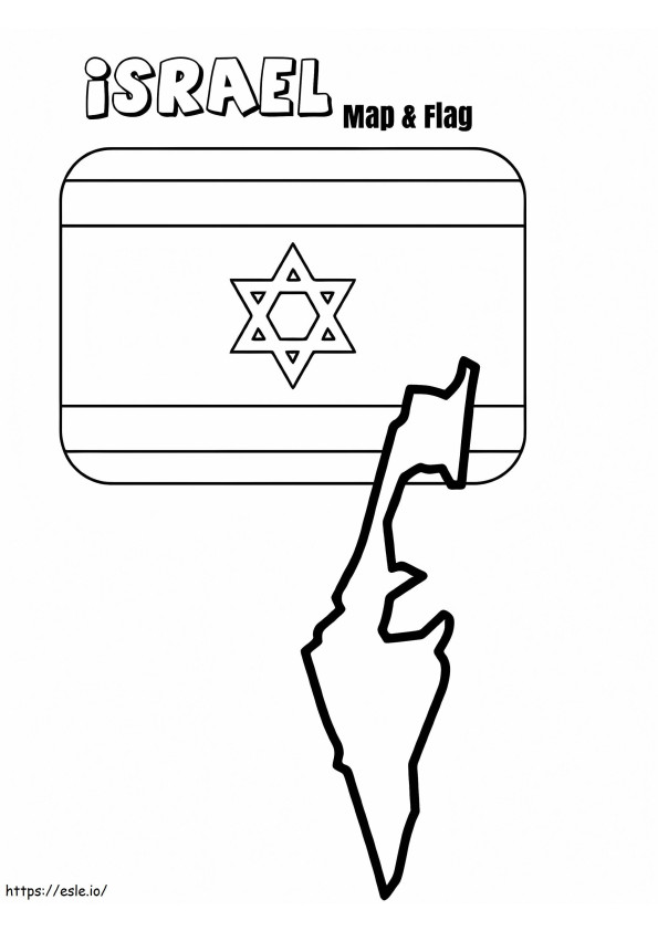 Mapa e bandeira de Israel para colorir