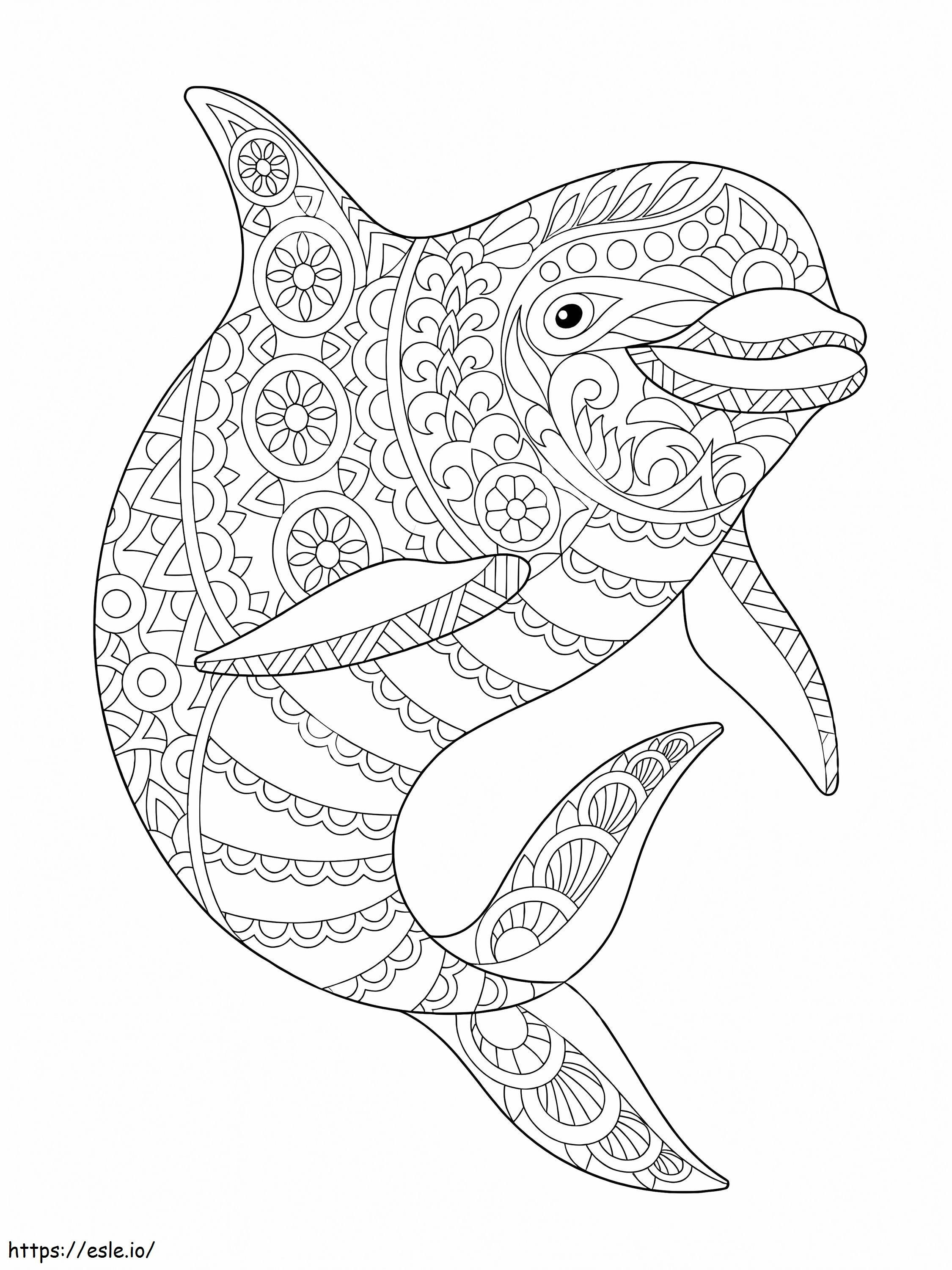Zentangle delfiini värityskuva