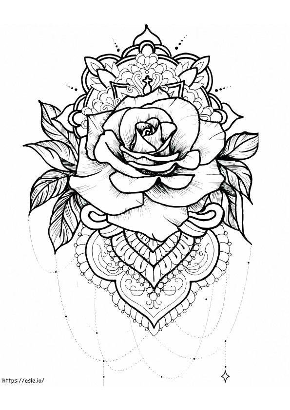 Ruusun tatuointi värityskuva
