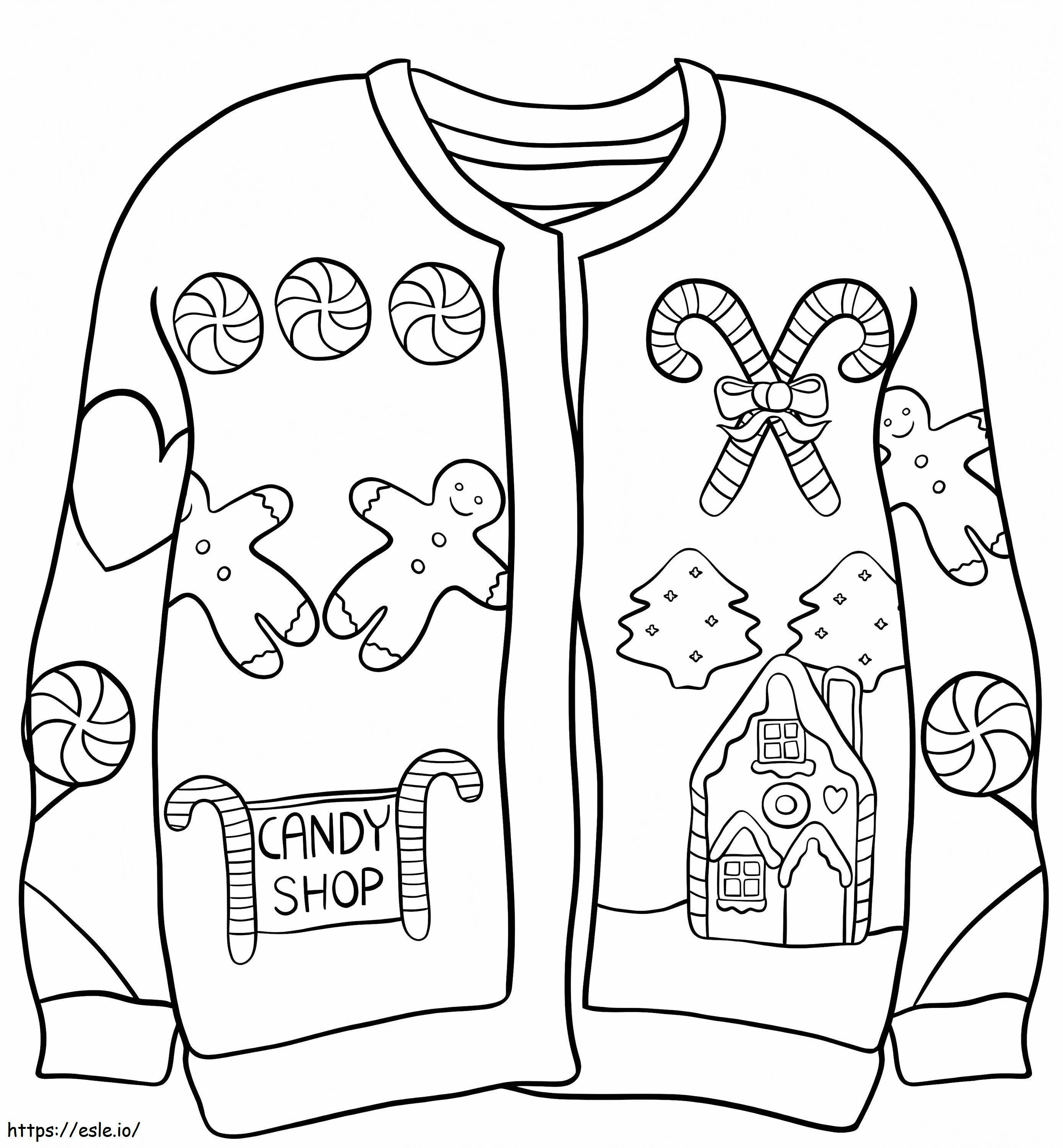 Candy Shop Christmas Sweater coloring page