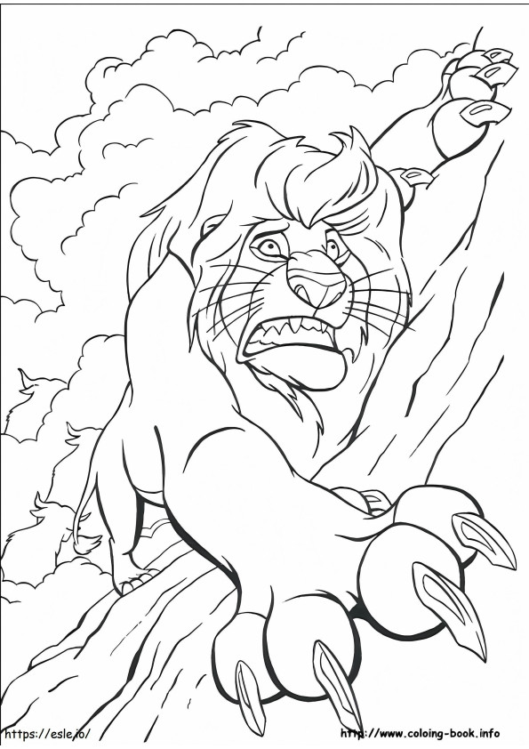 Coloriage 1539403410 Le Roi Lion dans un livre pour 2, jeu en ligne à imprimer dessin