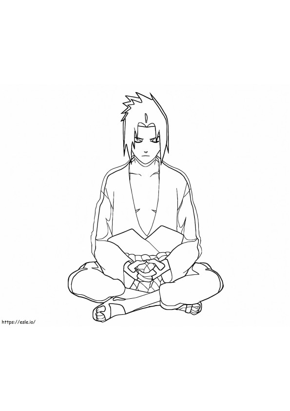 Coloriage Sasuke méditant à imprimer dessin
