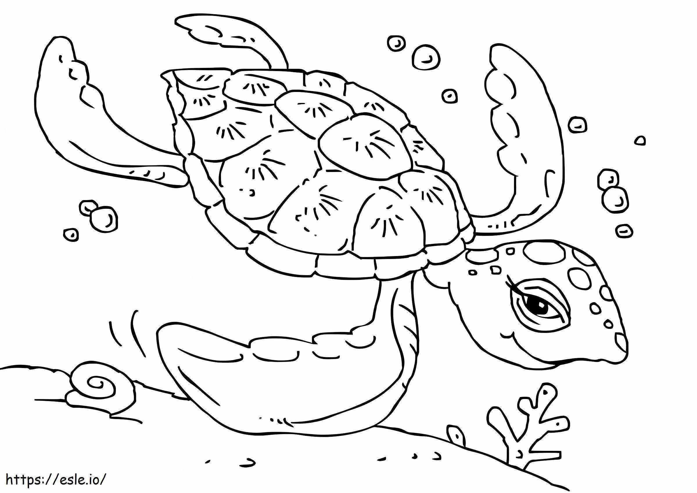 Merikilpikonnan uinti 1 värityskuva