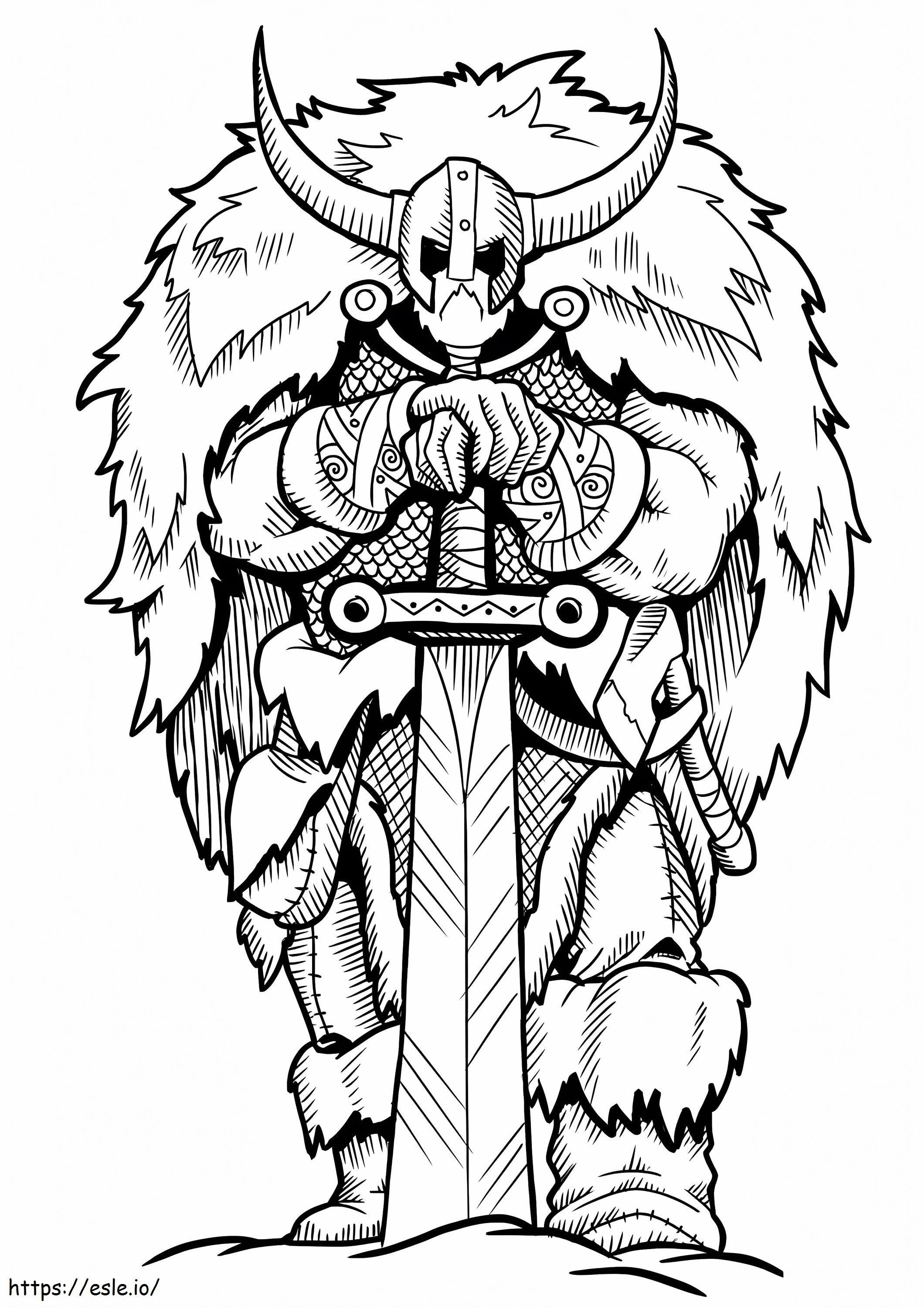 Viking com espada para colorir