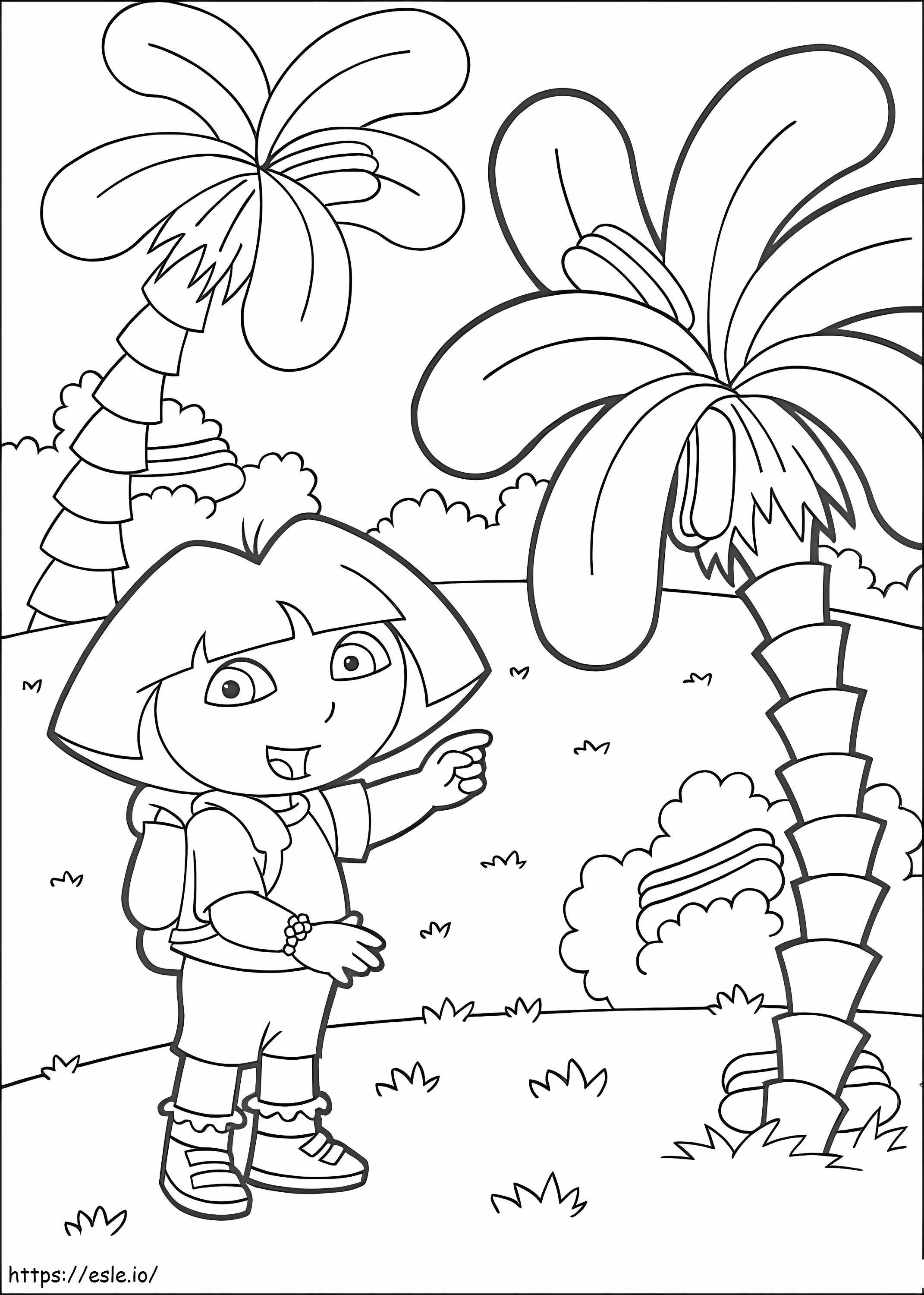 Coloriage Dora et cocotier à imprimer dessin