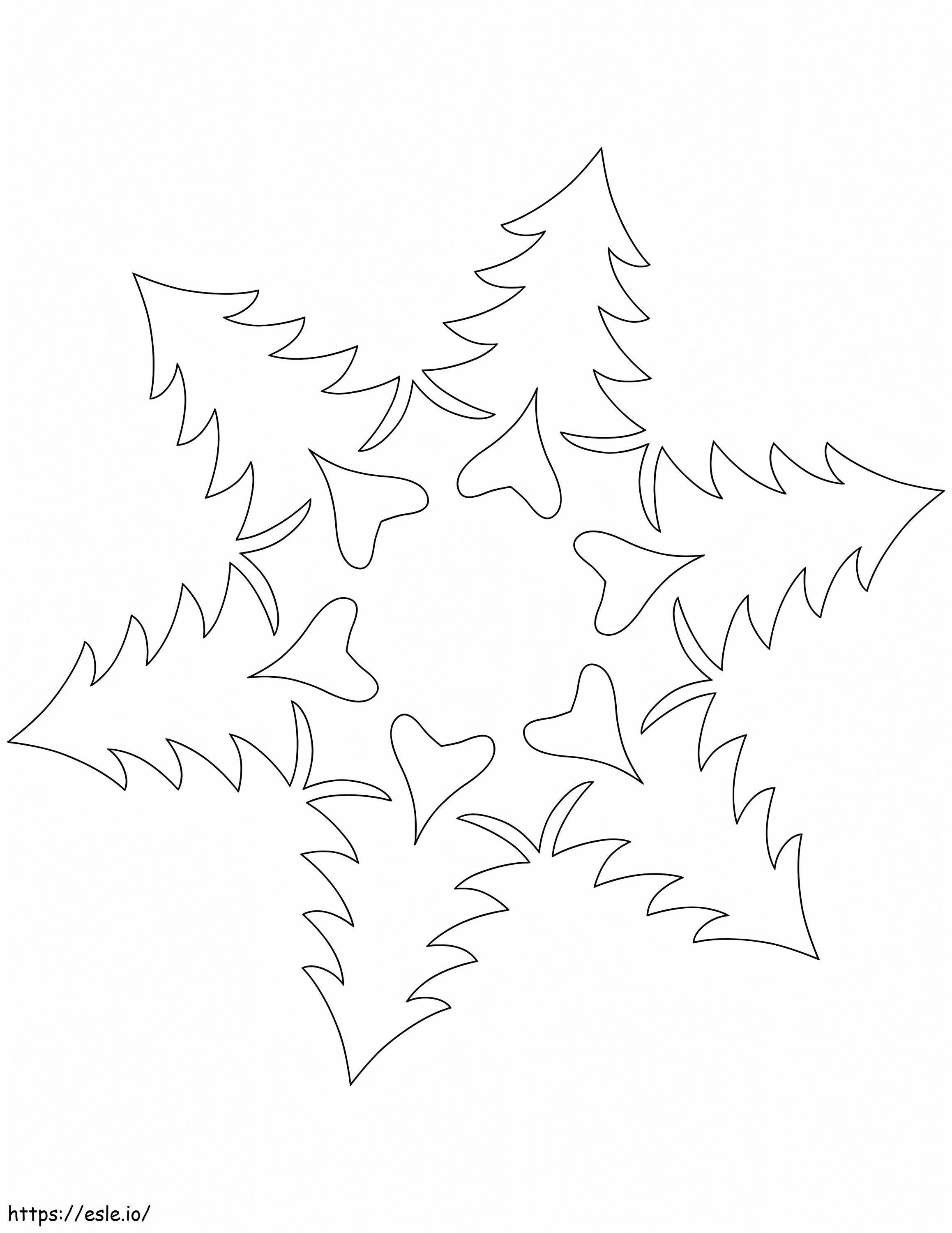 Coloriage 1584004128 Motif de flocon de neige avec des arbres de Noël à imprimer dessin