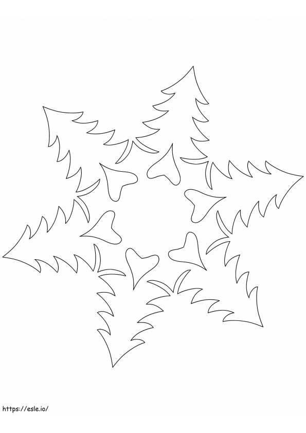 1584004128 クリスマス ツリーと雪の結晶のパターン ぬりえ - 塗り絵