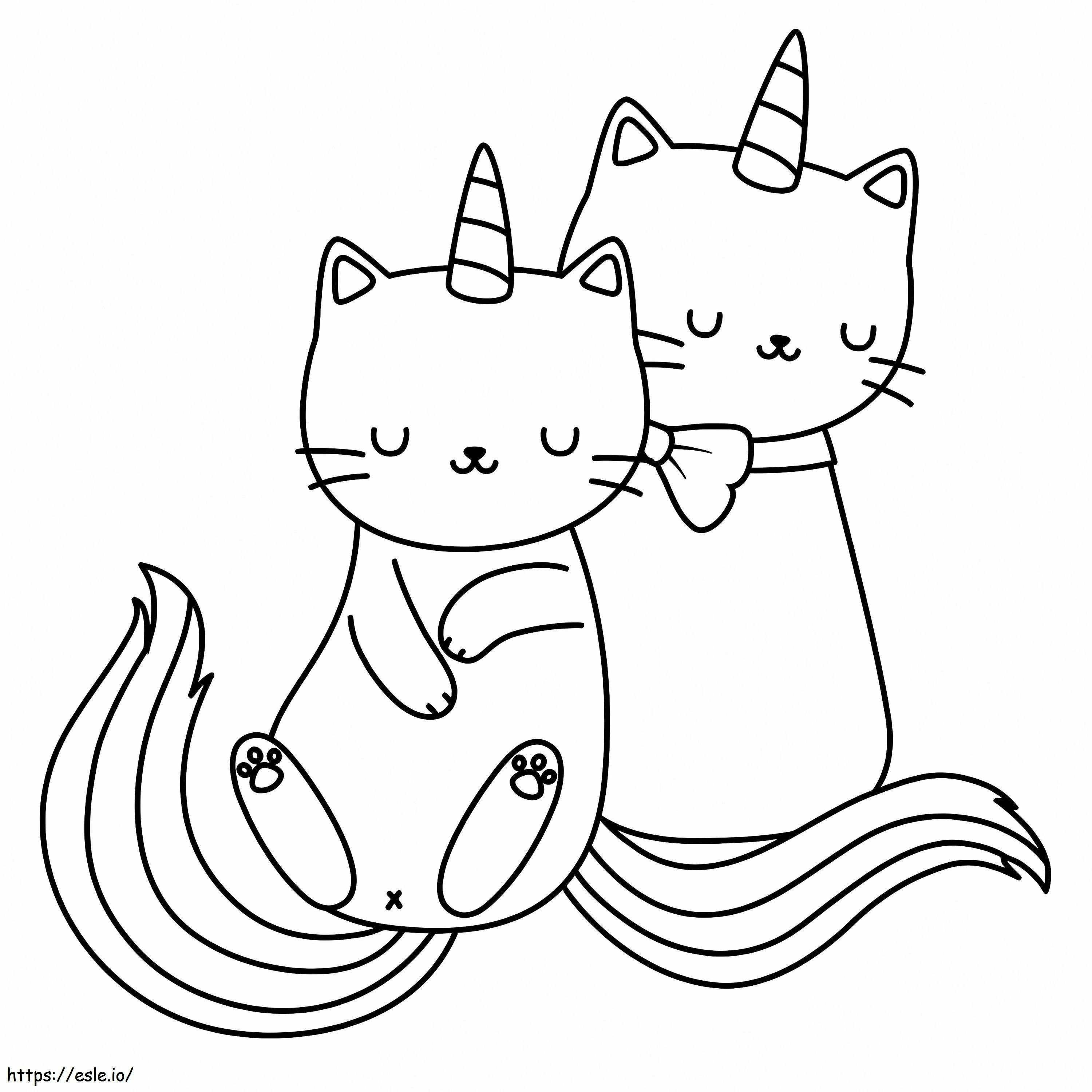 Couple Unicorn Cat coloring page