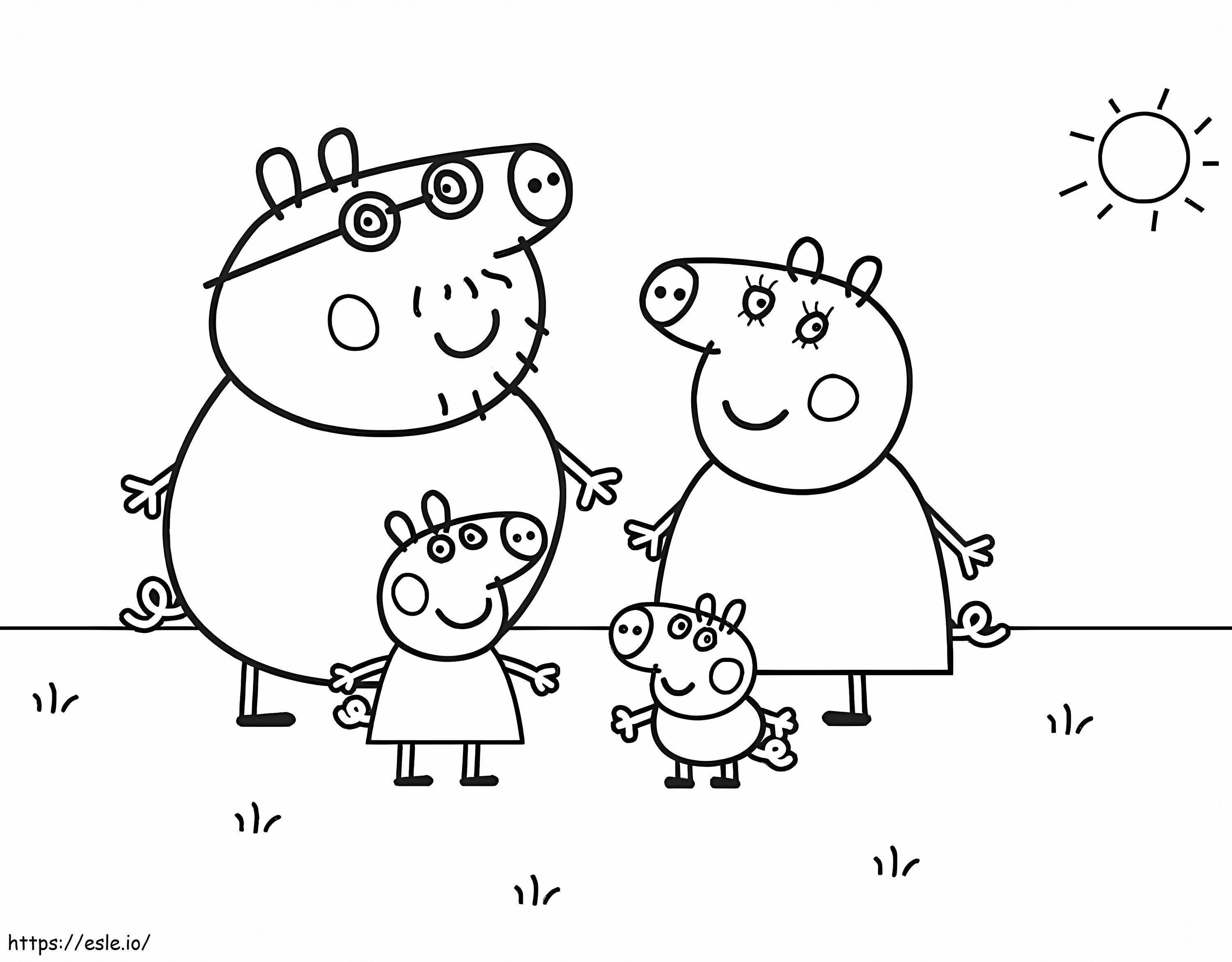 Família da Peppa Pig para colorir