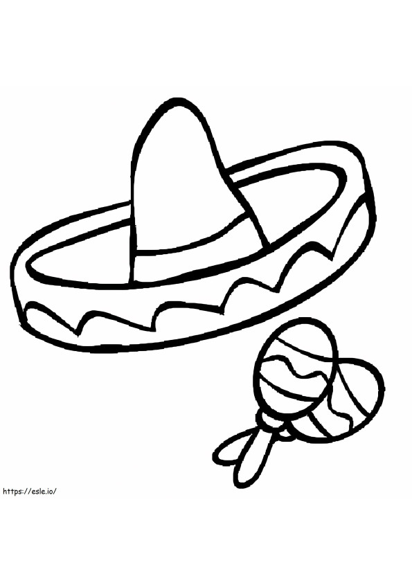 Maracas mit mexikanischem Hut ausmalbilder