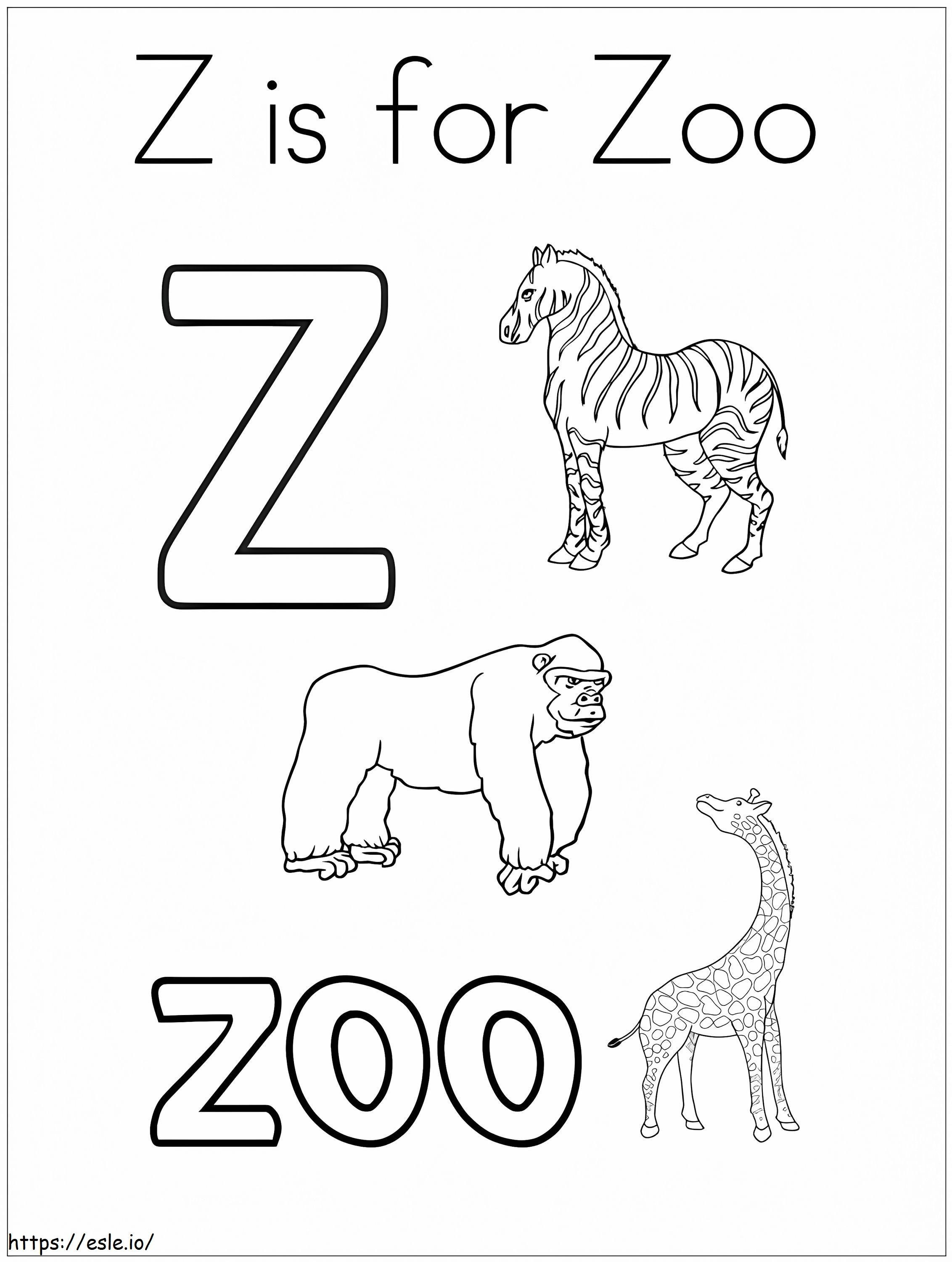 Zoo Letter Z 1 coloring page