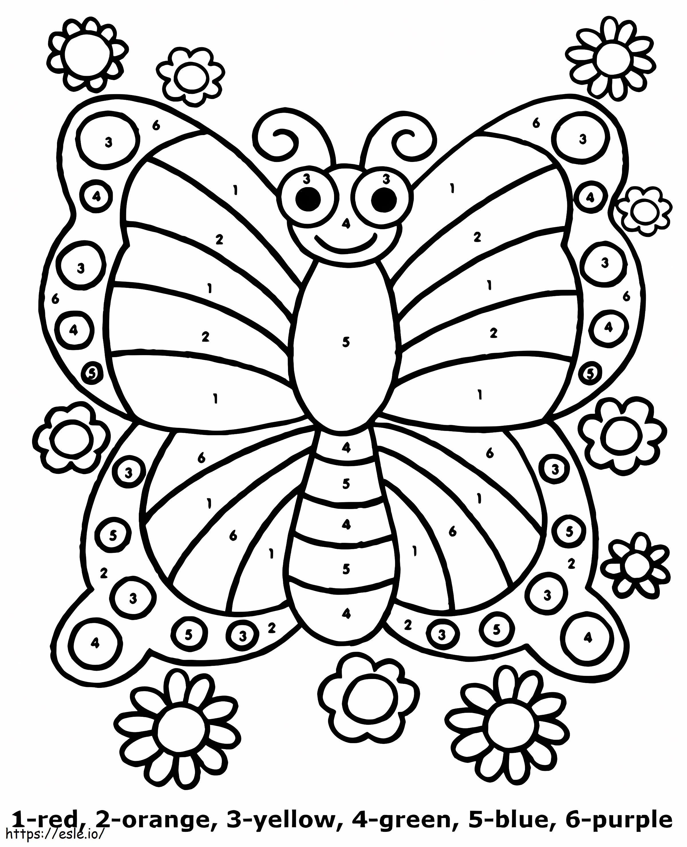 Coloriage Papillon pour la maternelle couleur par numéro à imprimer dessin