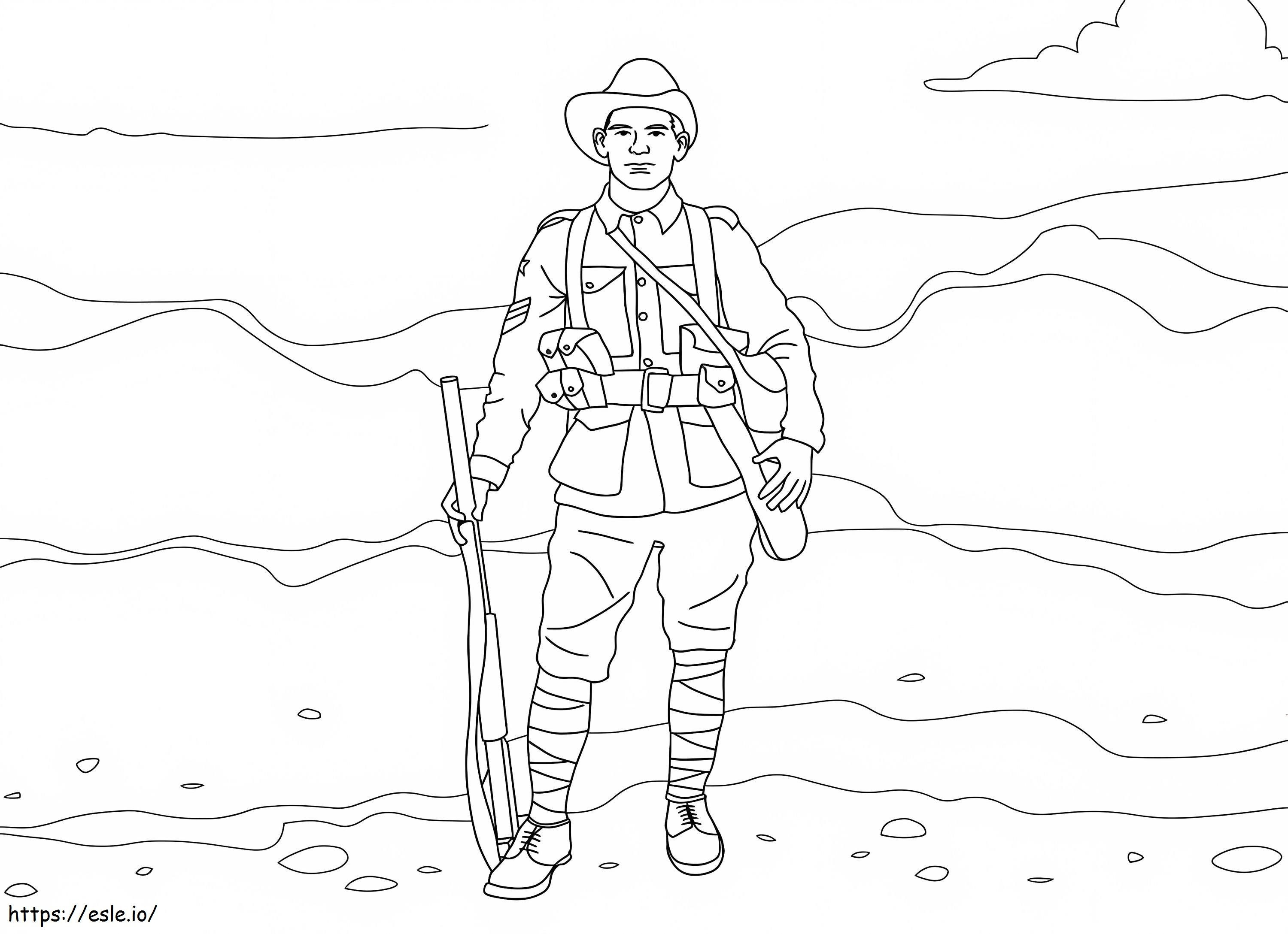 Soldado genial con una pistola para colorear