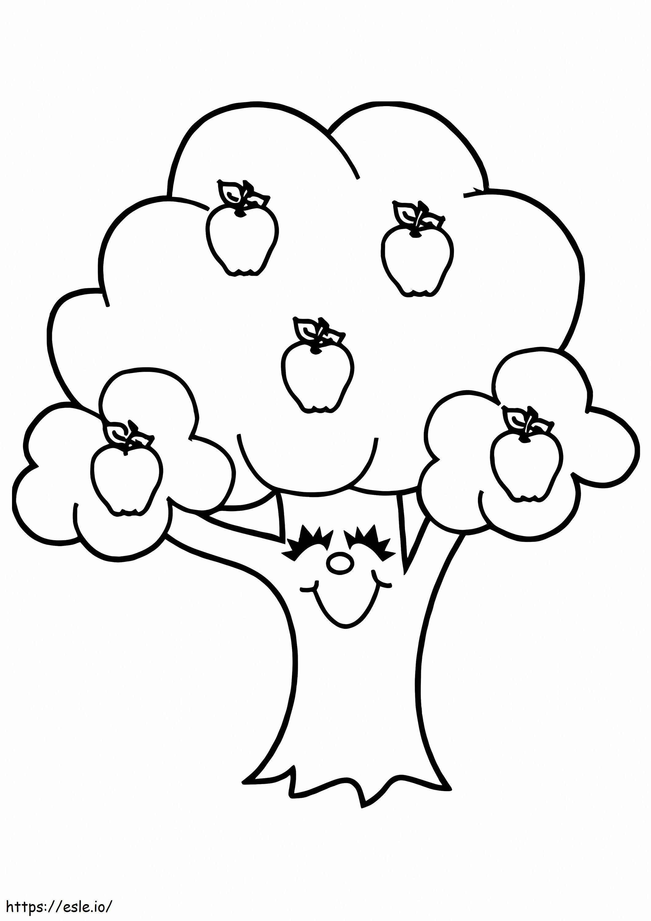 Hymyilevä omenapuu värityskuva