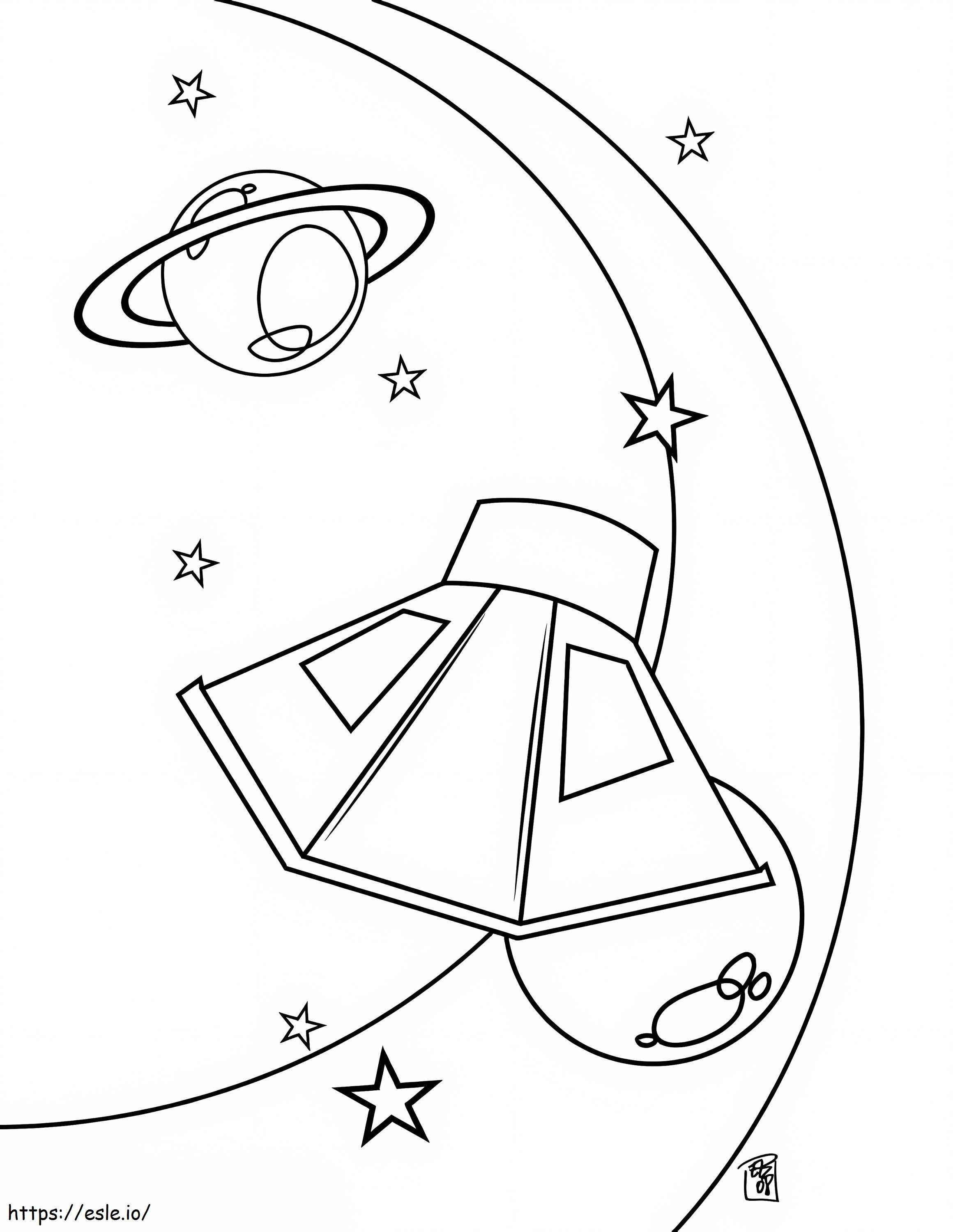 Ufo And Saturn coloring page