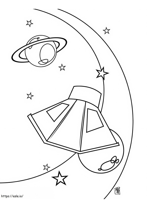 Coloriage OVNI et Saturne à imprimer dessin