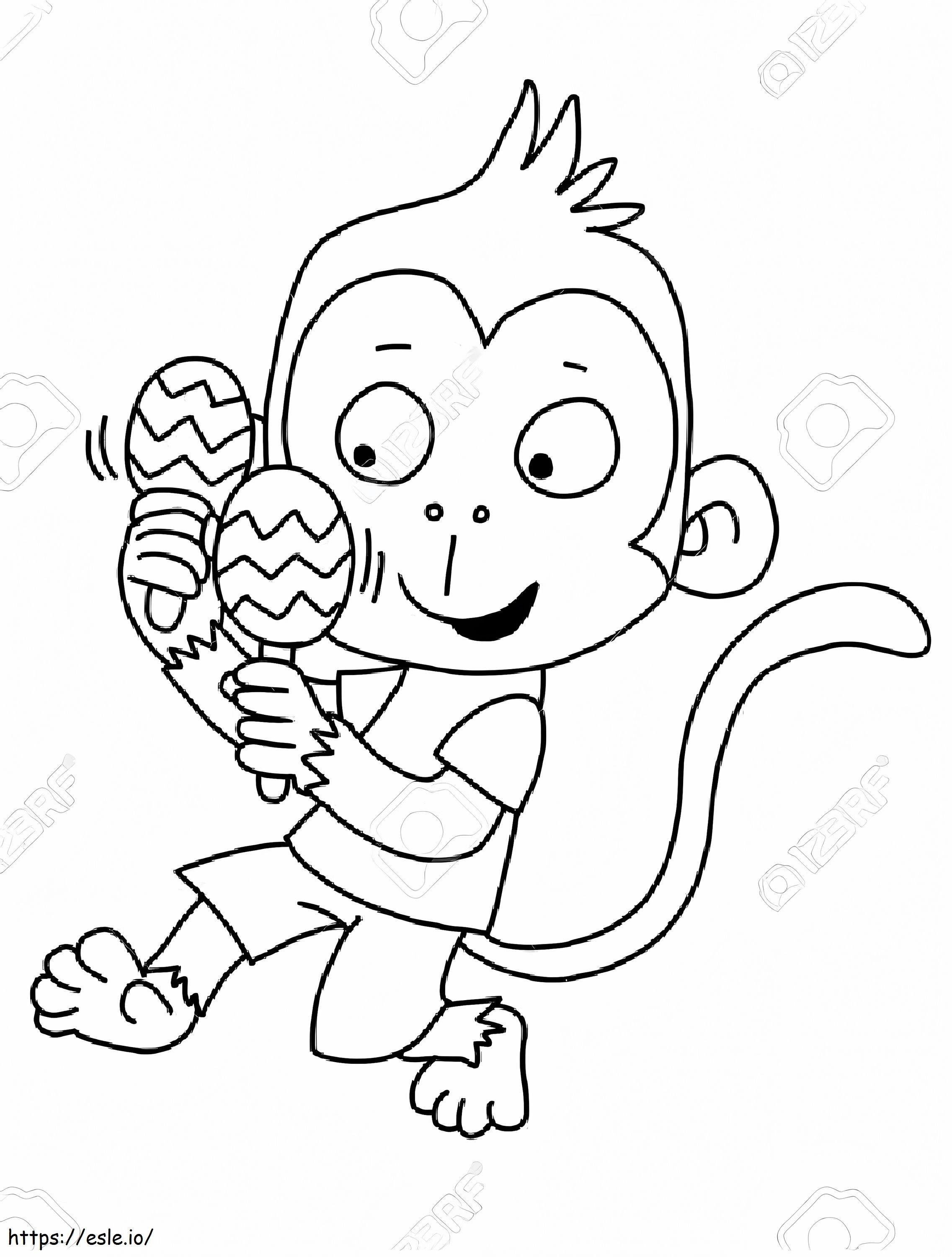 1570499295 69107501 Cute Monkey With Maracas coloring page