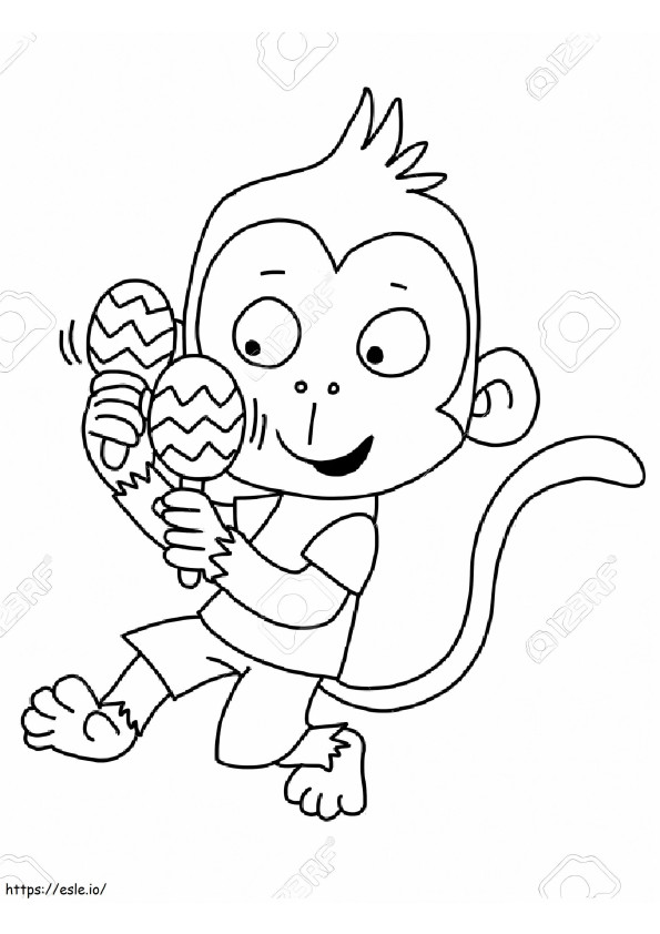 1570499295 69107501 Cute Monkey With Maracas coloring page