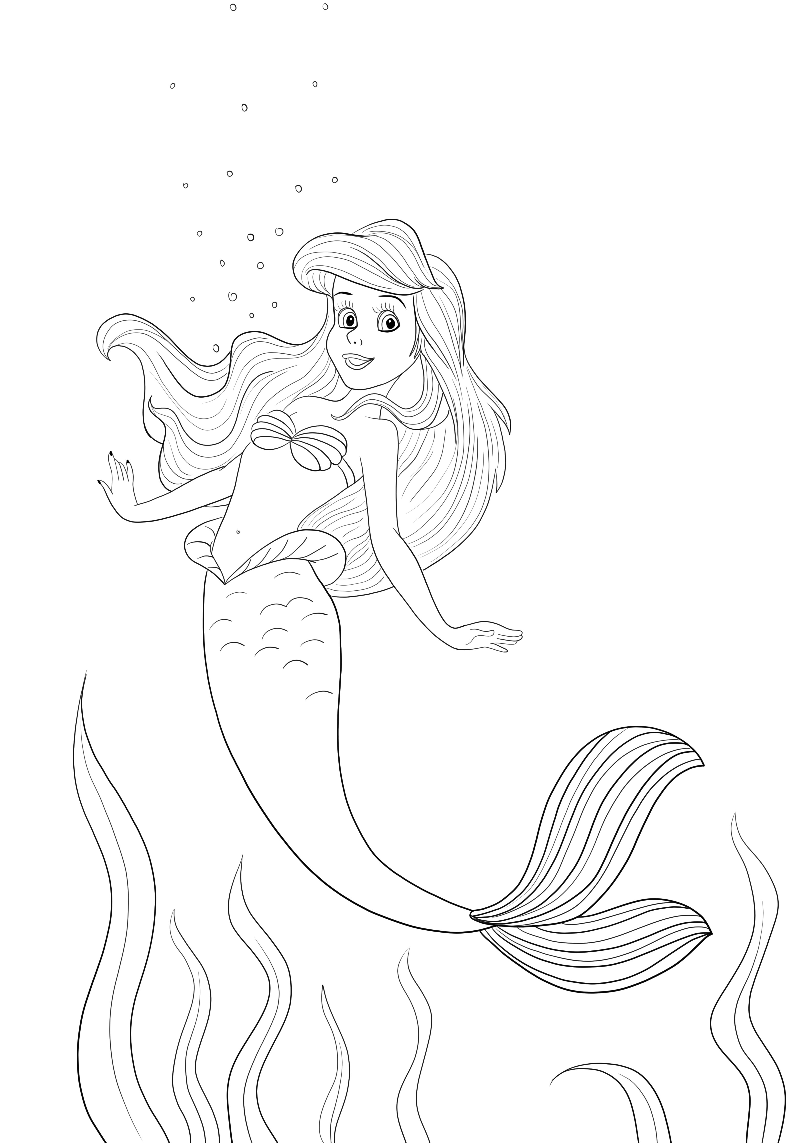 Ariel – micuța sirenă imprimabilă fără copii