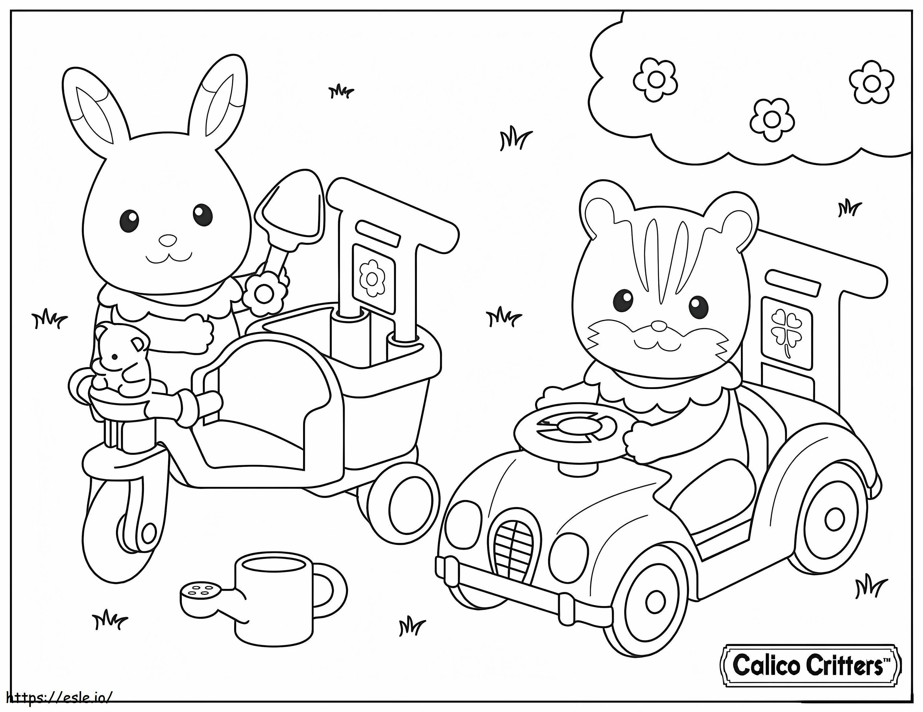 1591838477 1515174988Calico Critters dirigem carro com amigo para colorir