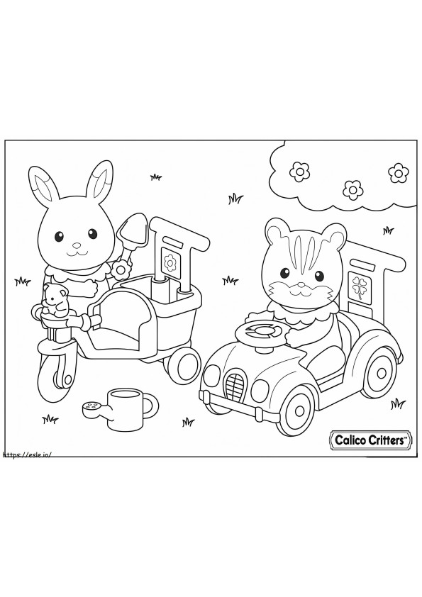 1591838477 1515174988Calico Critters Drive Car With Friend coloring page