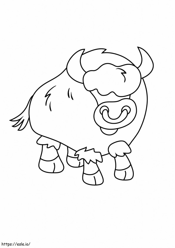Búfalo de desenho animado para colorir
