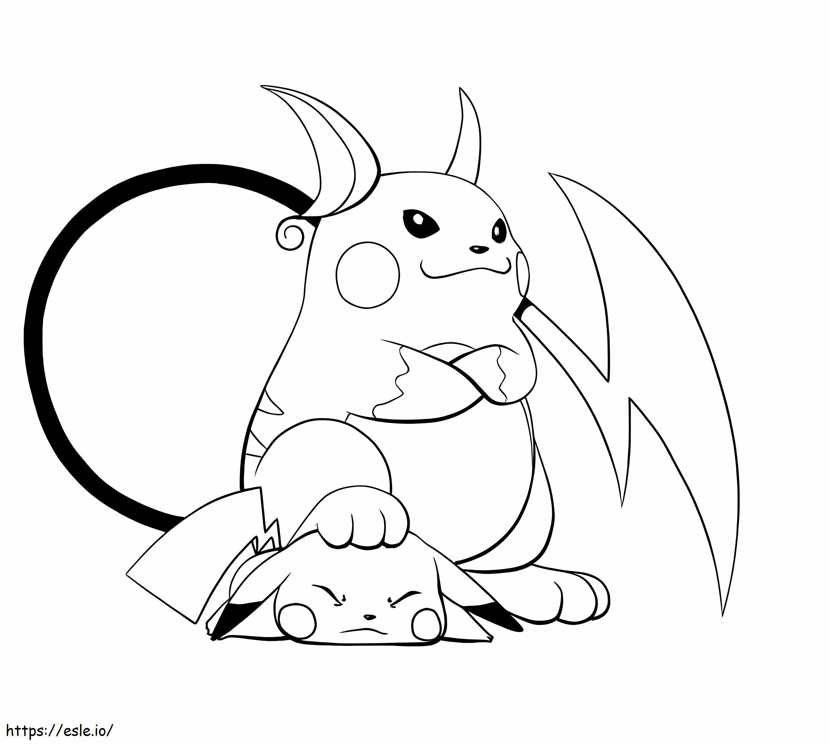 Raichu dan Pikachu Gambar Mewarnai