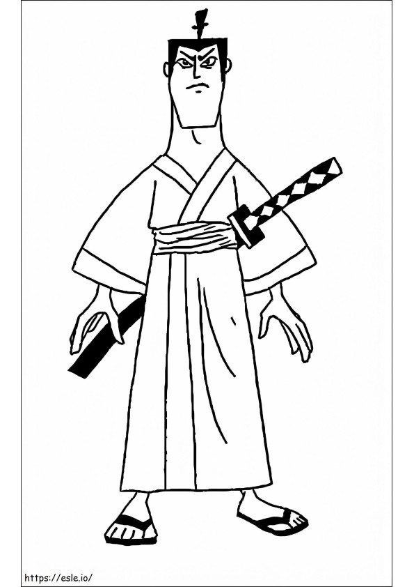 Samurai de desenho animado para colorir