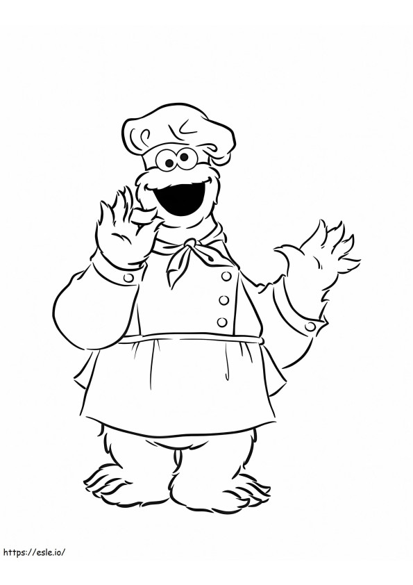 Chef Cookie Monster coloring page