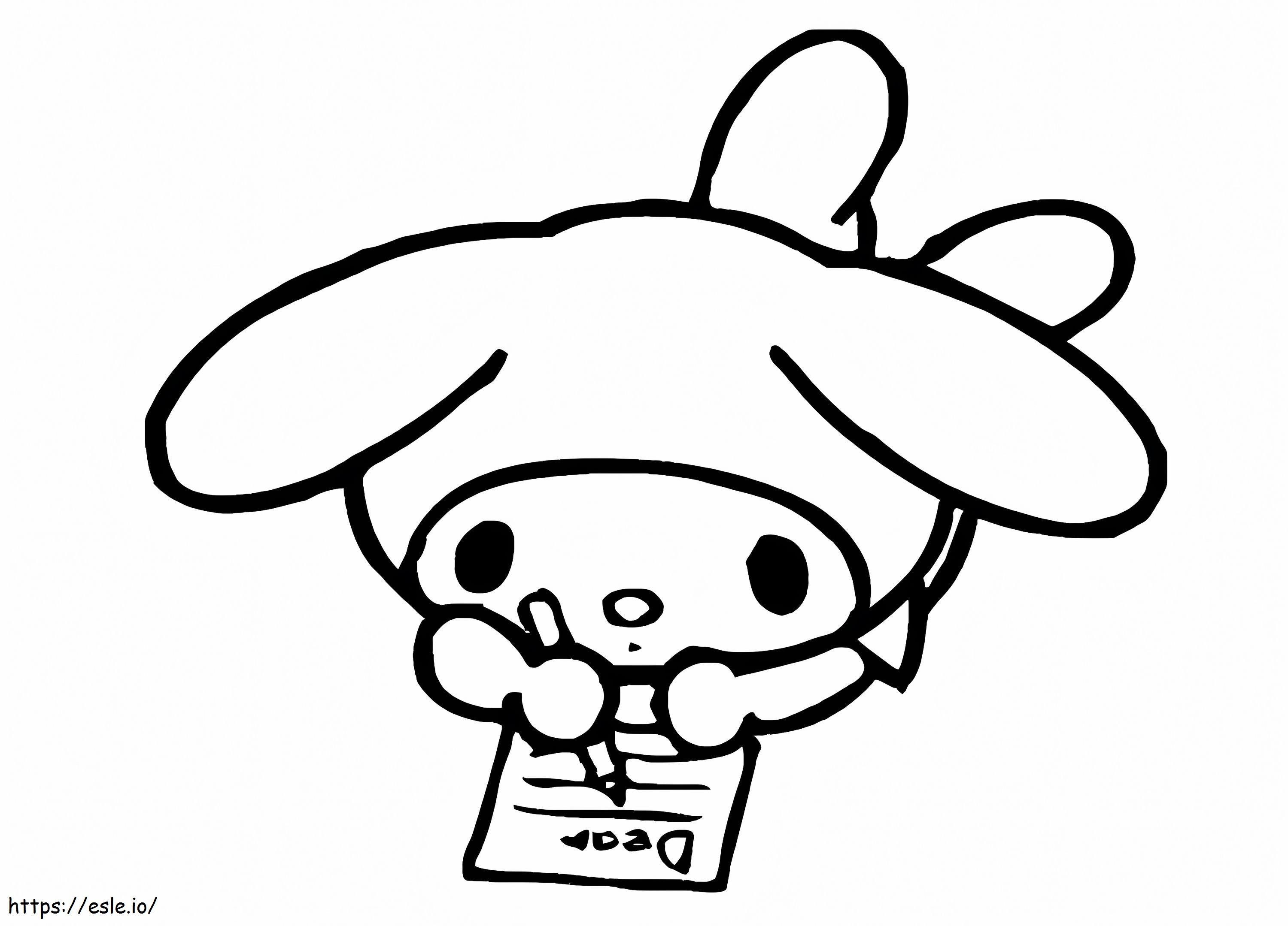 My Melody Studying coloring page