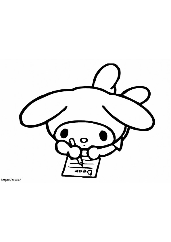 My Melody Studying coloring page