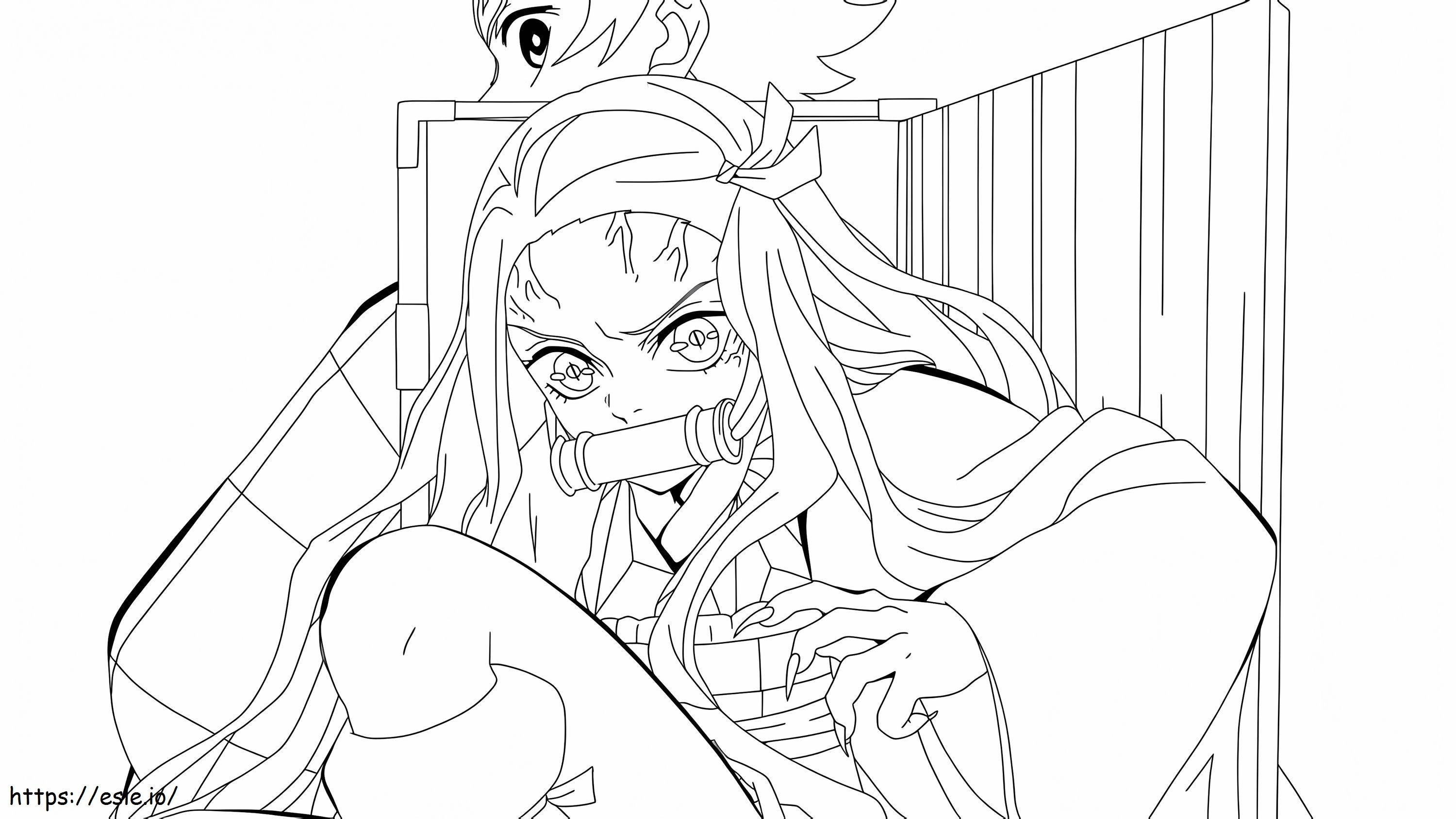 Nezuko Angry coloring page