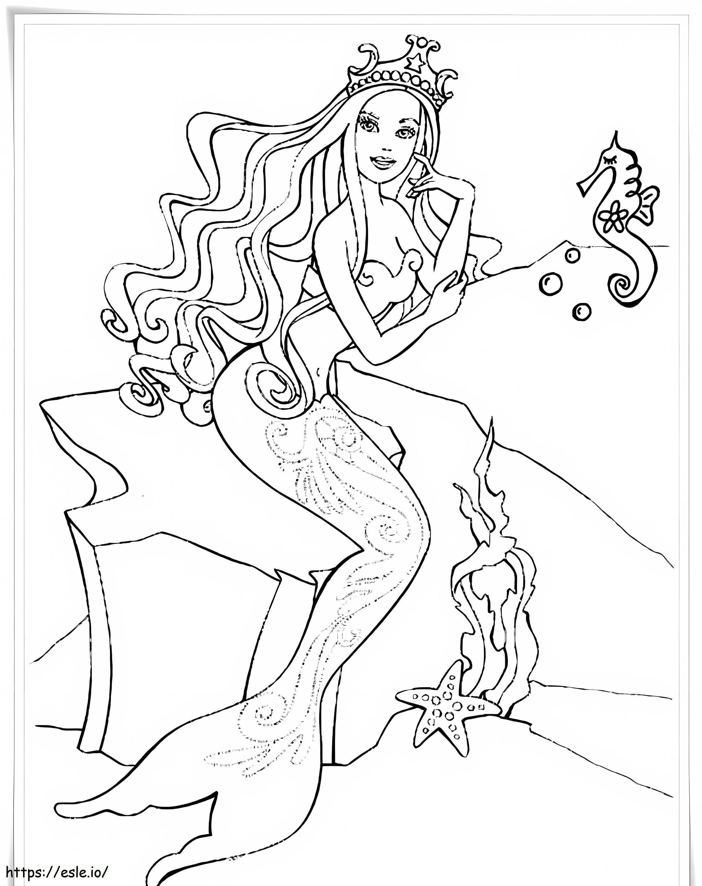 Coloriage Barbie Sirène 8 811X1024 à imprimer dessin