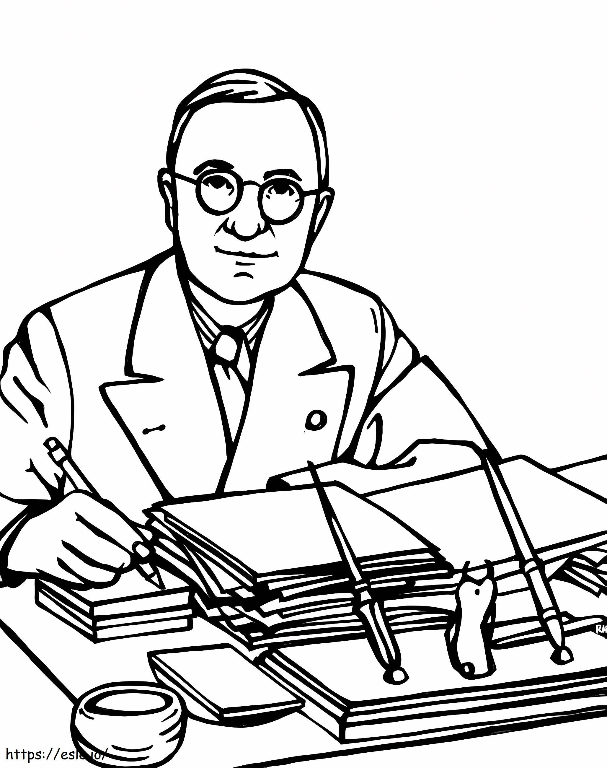 Coloriage Le président américain Harry S. Truman à imprimer dessin