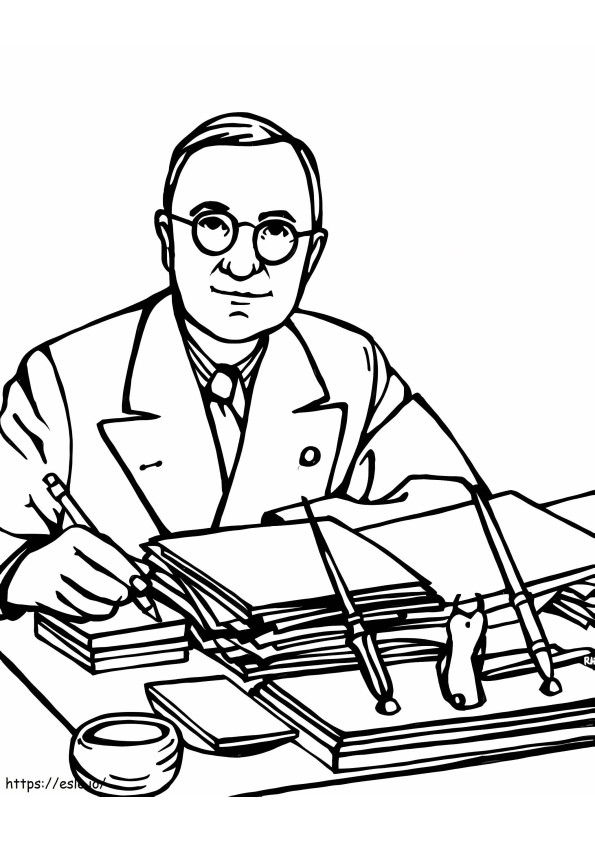 US President Harry S. Truman coloring page