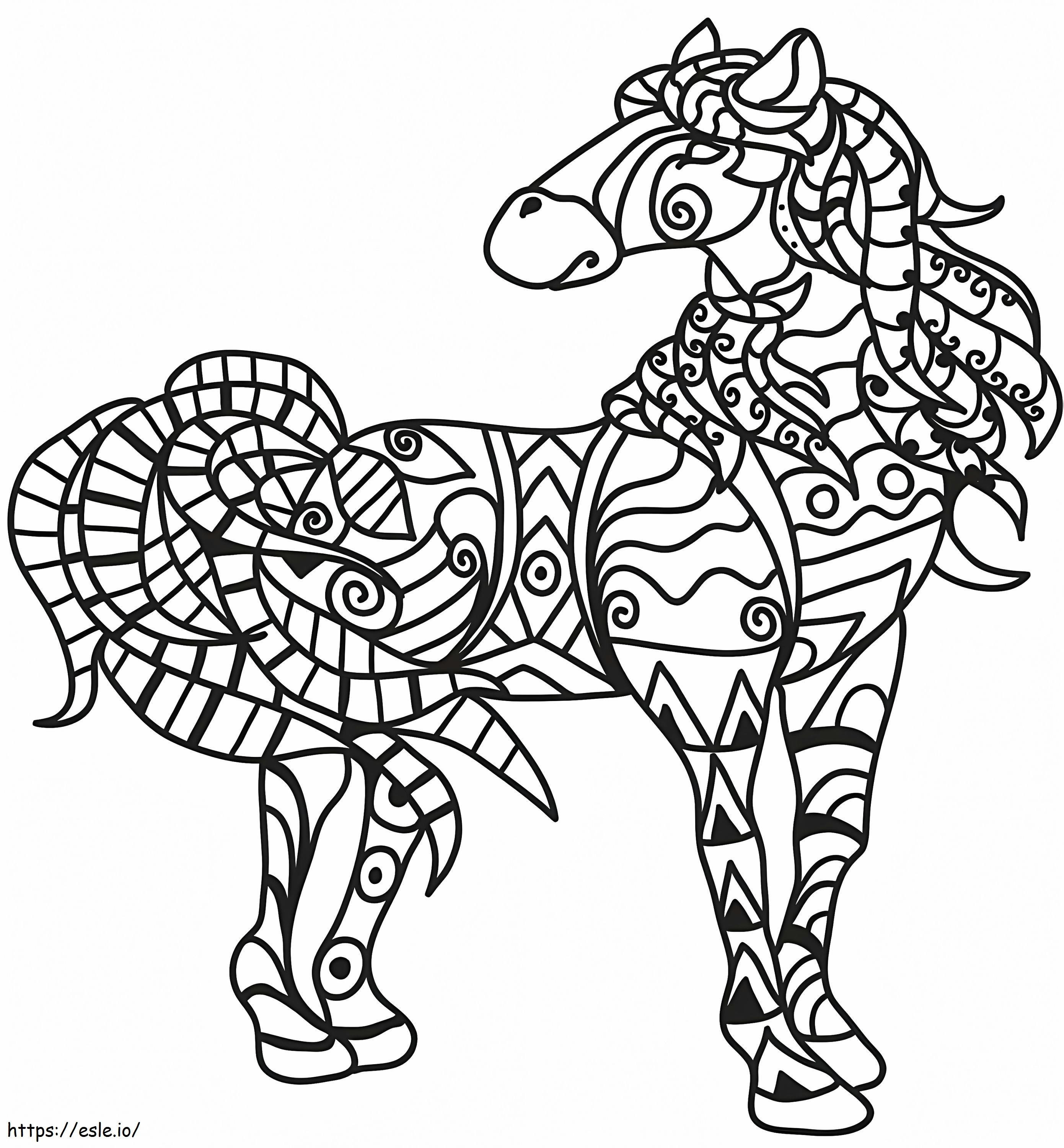 Hevonen Zentangle värityskuva