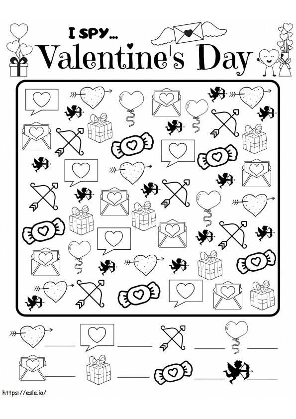 I Spy Valentine coloring page