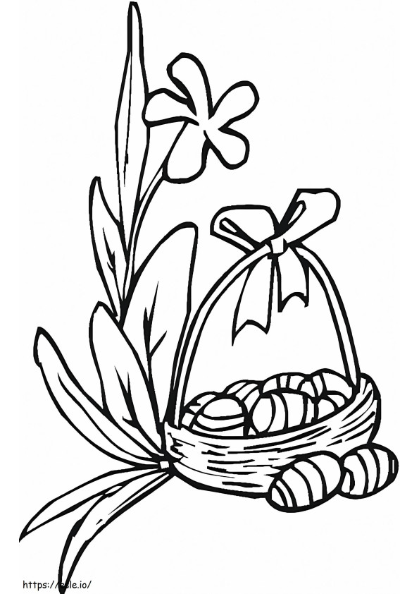 Coloriage Lily avec panier de Pâques à imprimer dessin